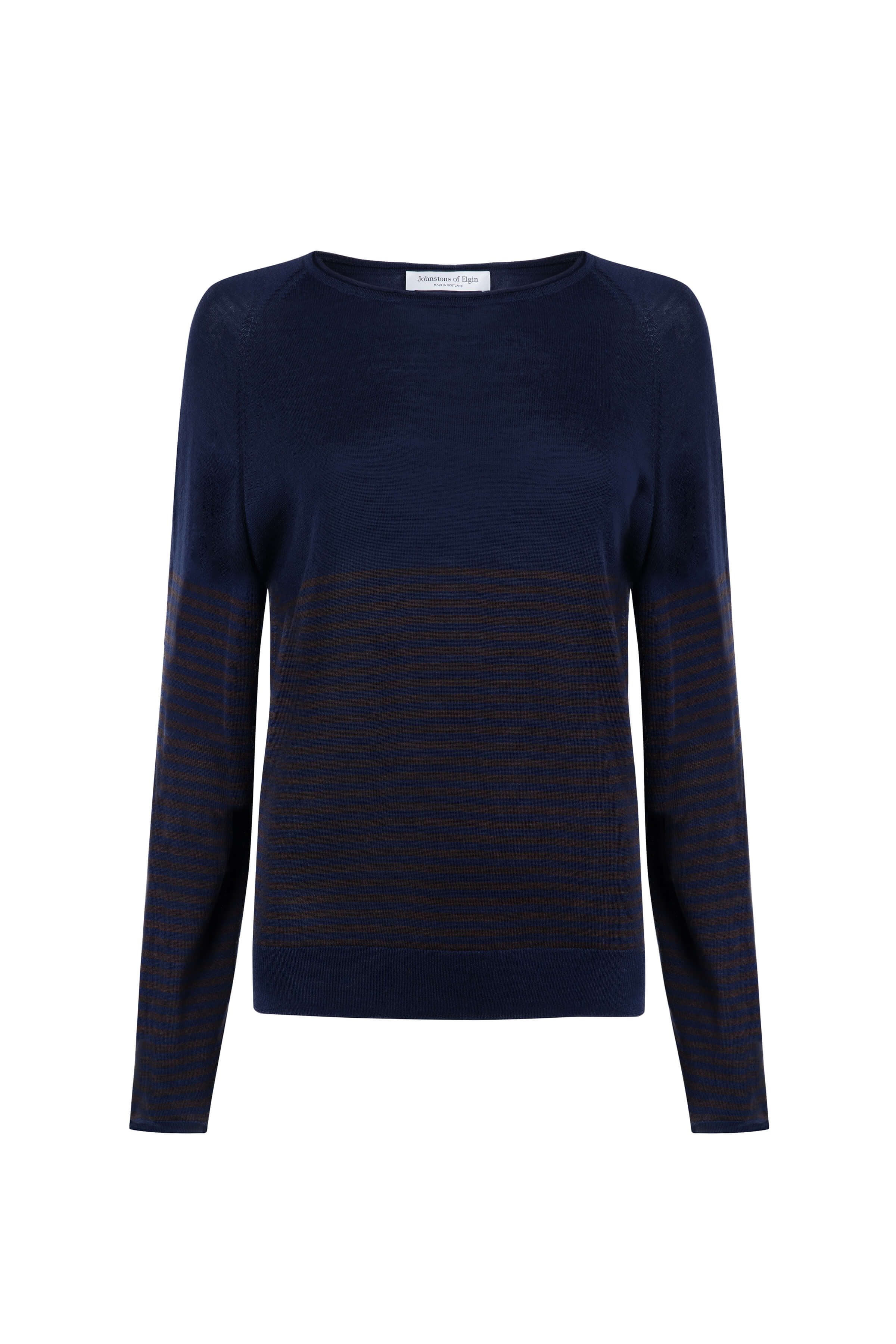 Superfine Merino Bateau Stripe Dark Brown Sweater