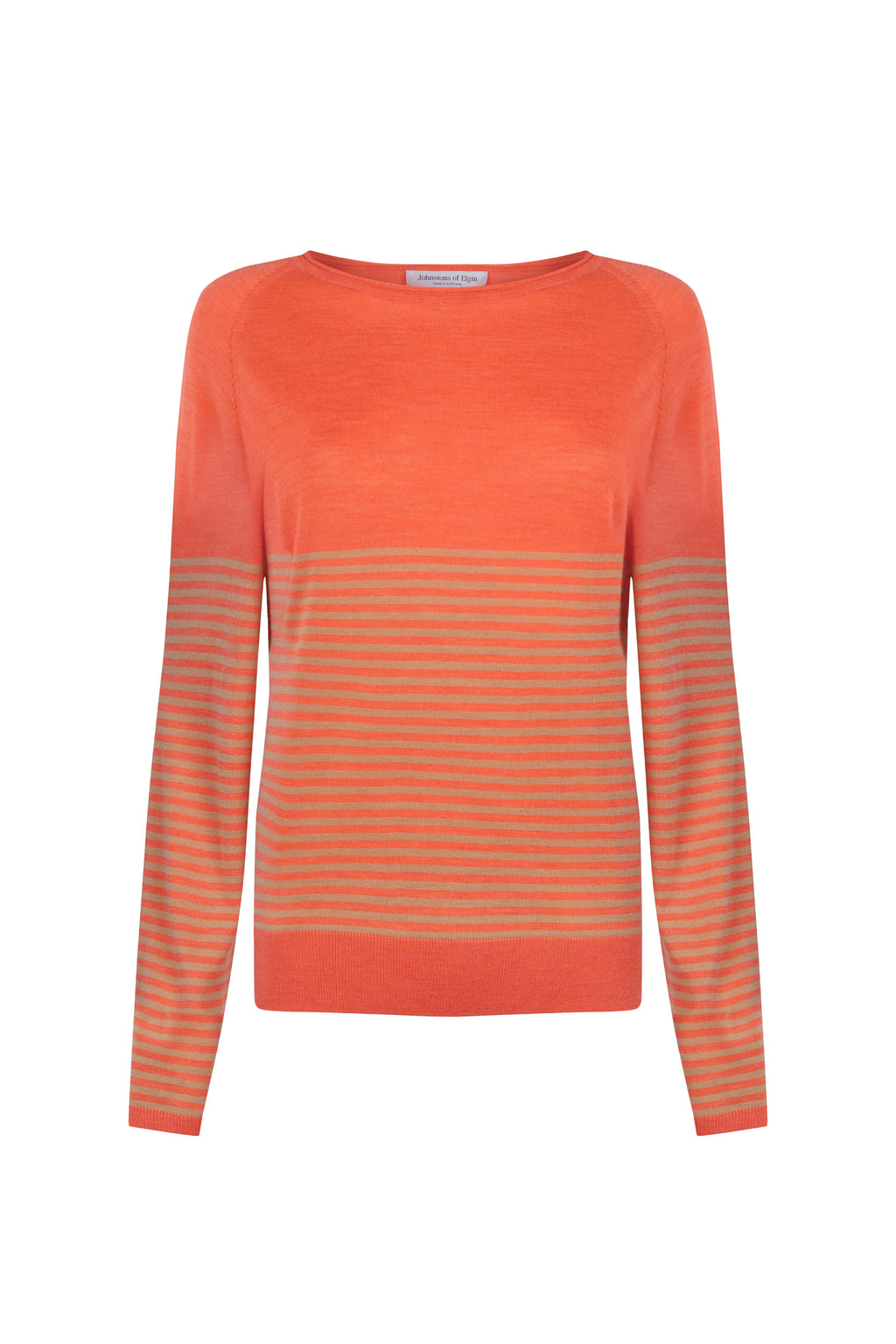 Superfine Merino Bateau Stripe Orange Sweater