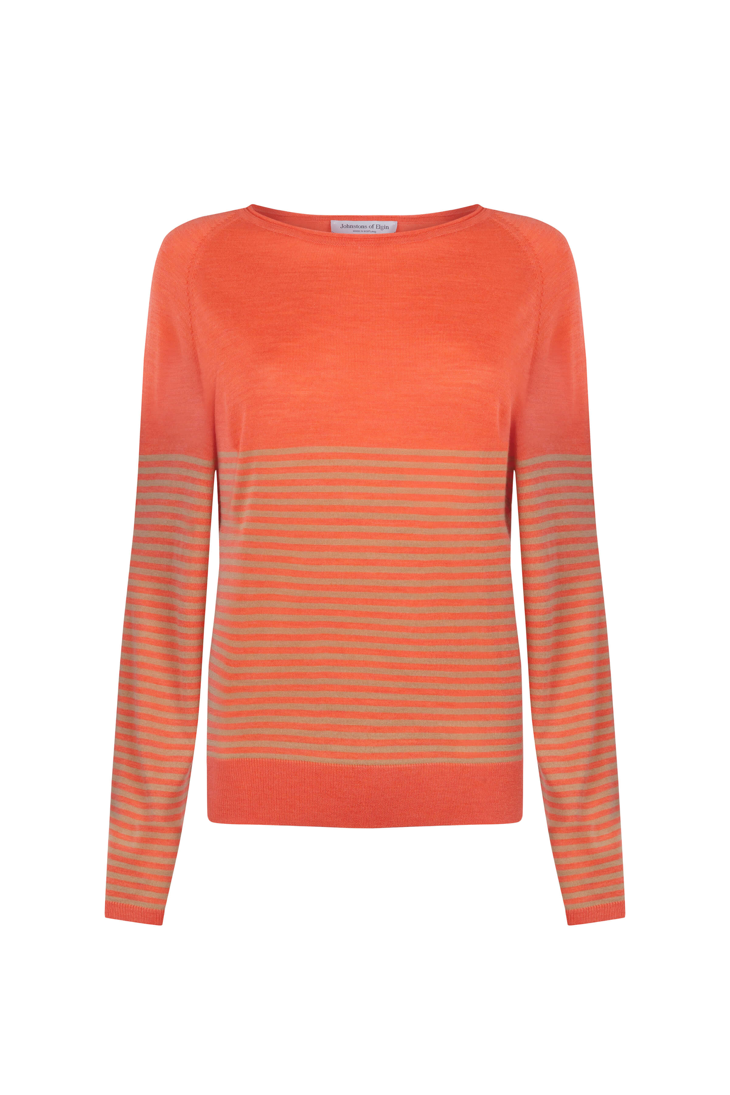 Superfine Merino Bateau Stripe Orange Sweater