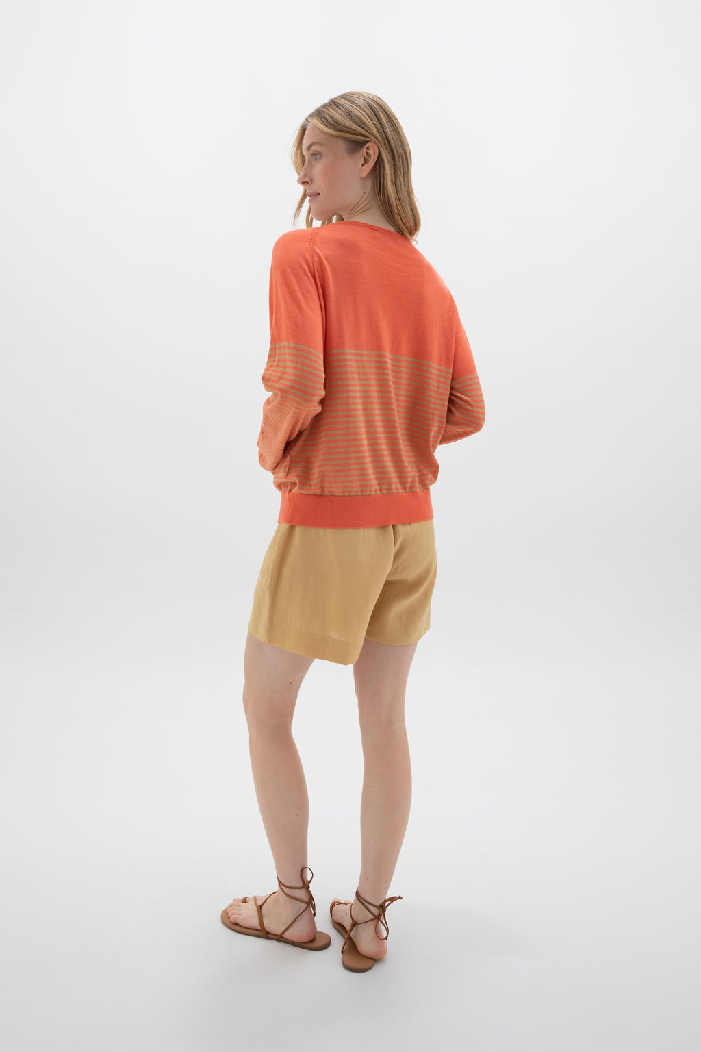 Superfine Merino Bateau Stripe Orange Sweater