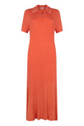 Superfine Merino Ribbed Orange Polo Shirt Dress