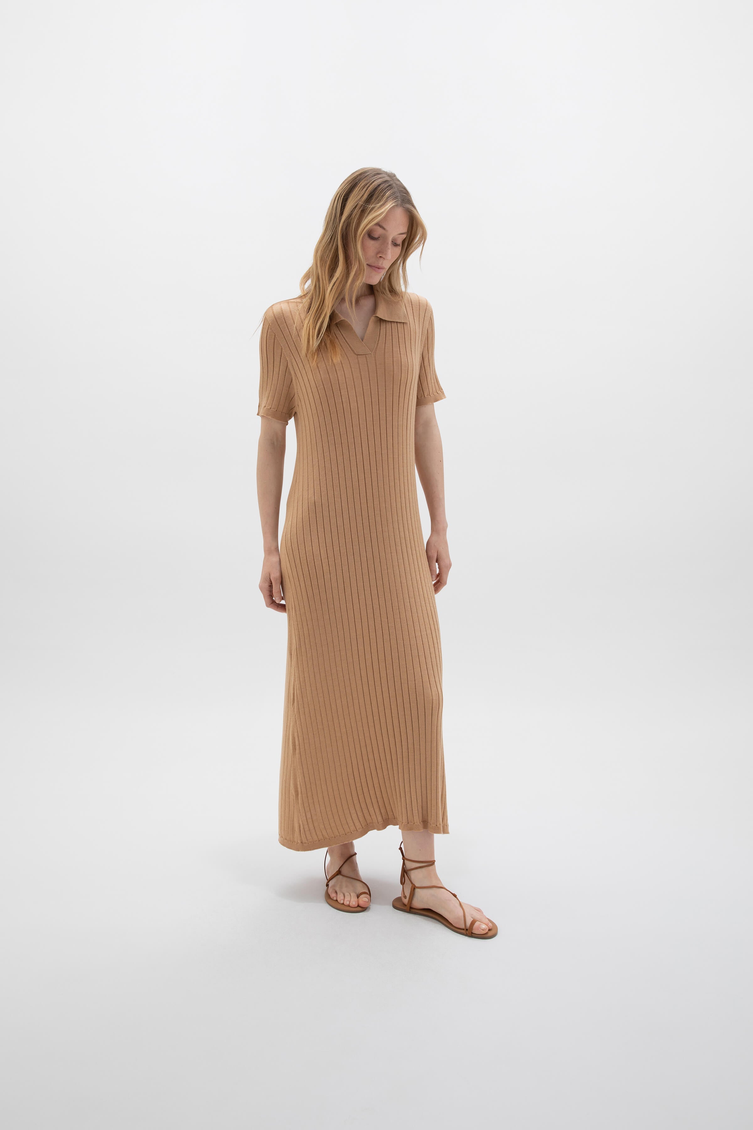Superfine Merino Ribbed Poloshirt Dress