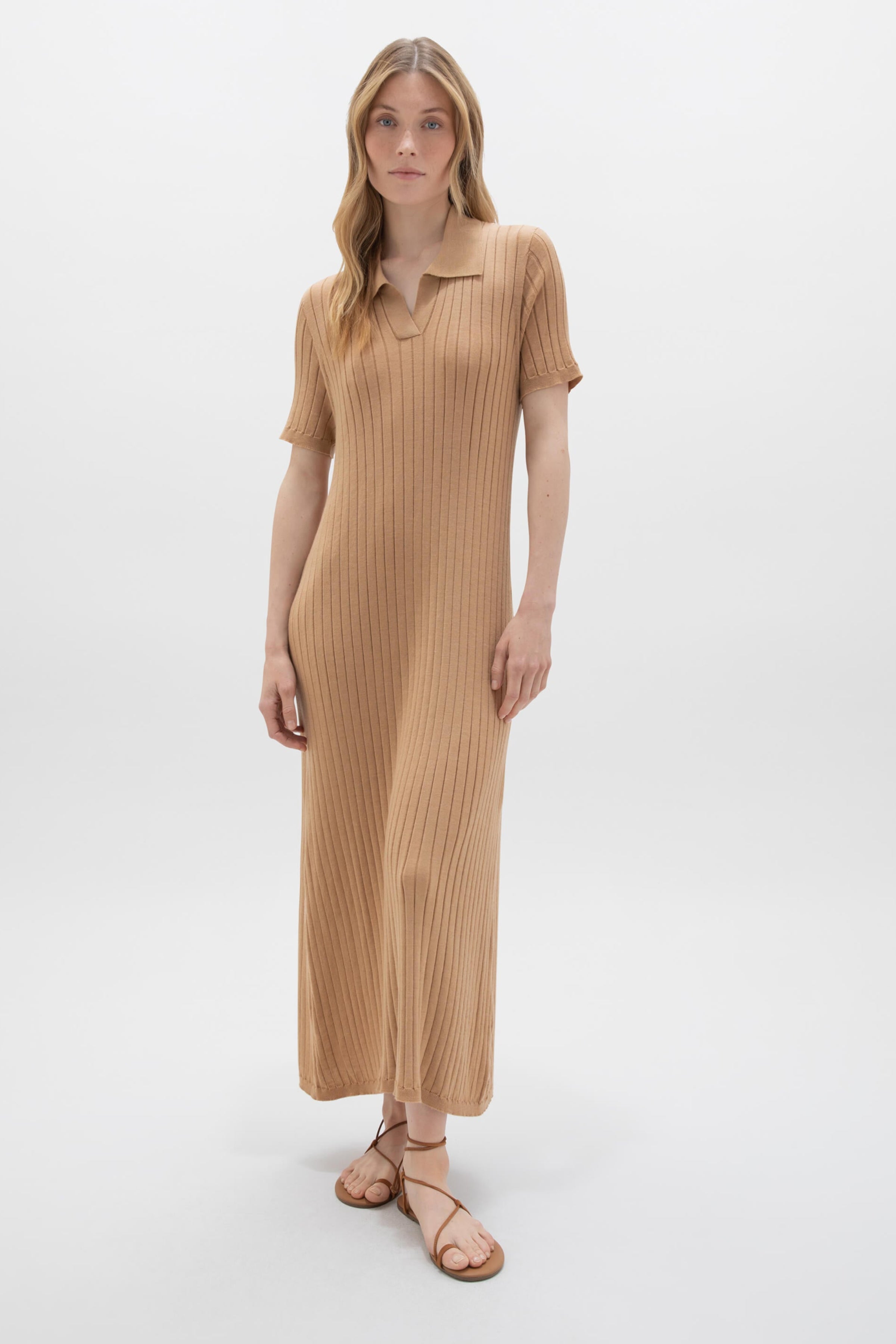 Superfine Merino Ribbed Poloshirt Dress