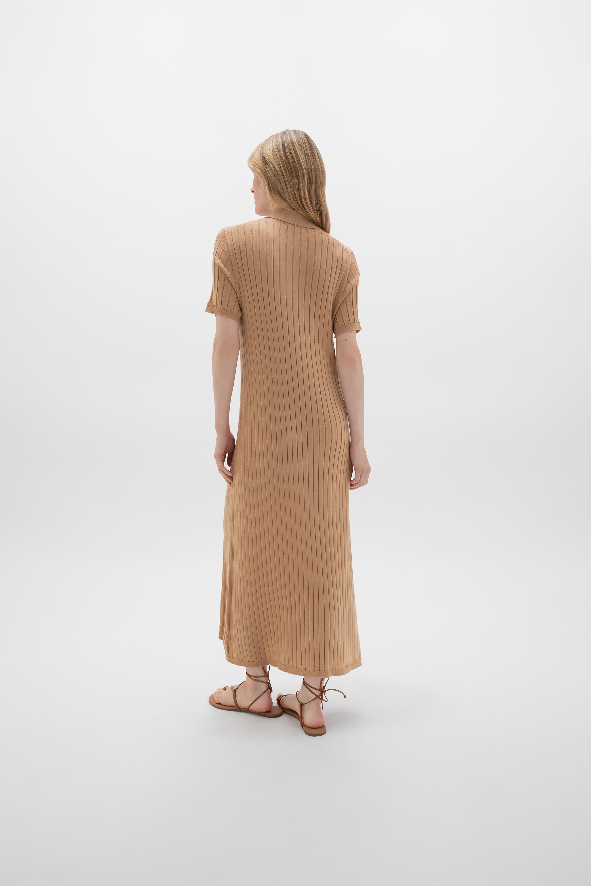 Superfine Merino Ribbed Poloshirt Dress