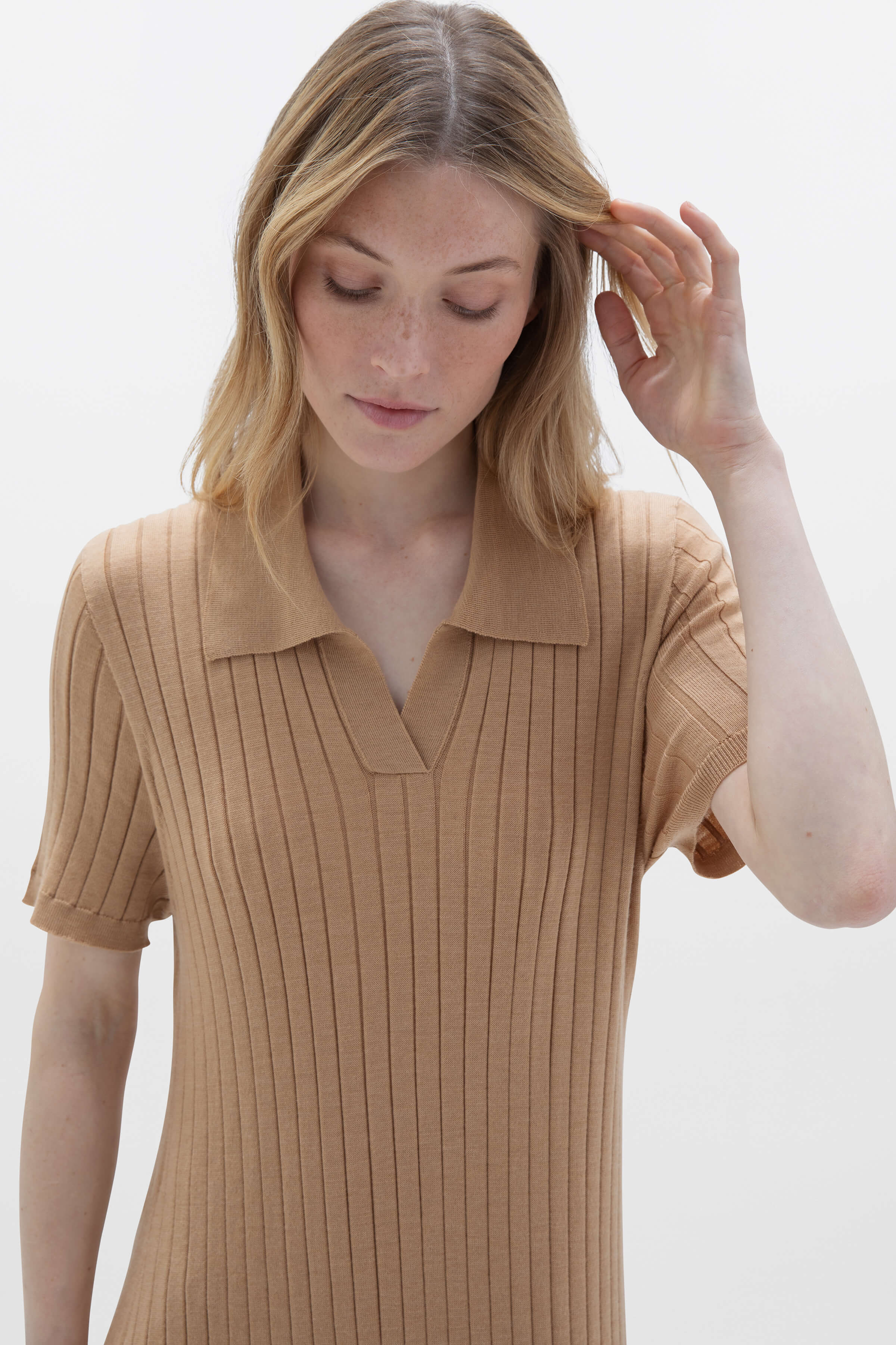 Superfine Merino Ribbed Poloshirt Dress