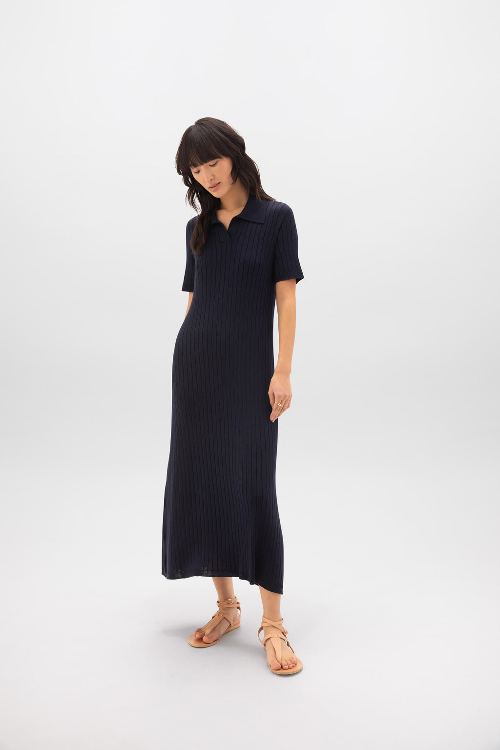 Superfine Merino Ribbed Poloshirt Dress