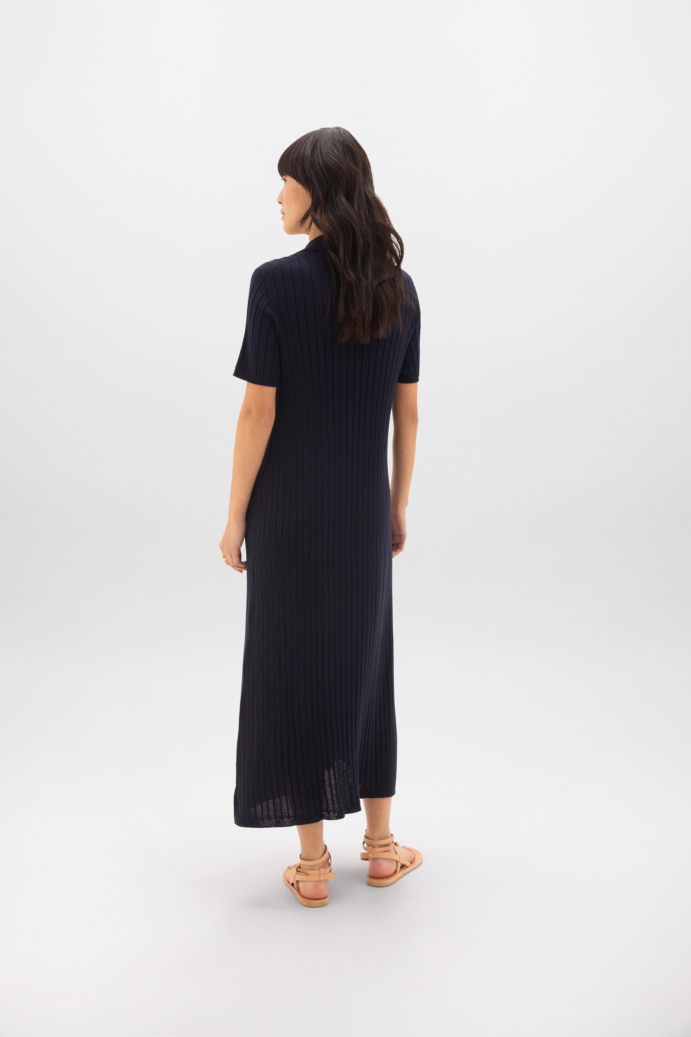Superfine Merino Ribbed Poloshirt Dress
