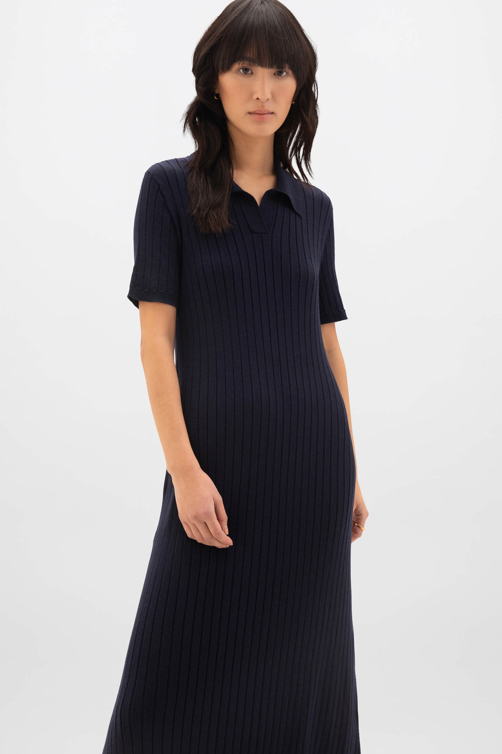 Superfine Merino Ribbed Poloshirt Dress