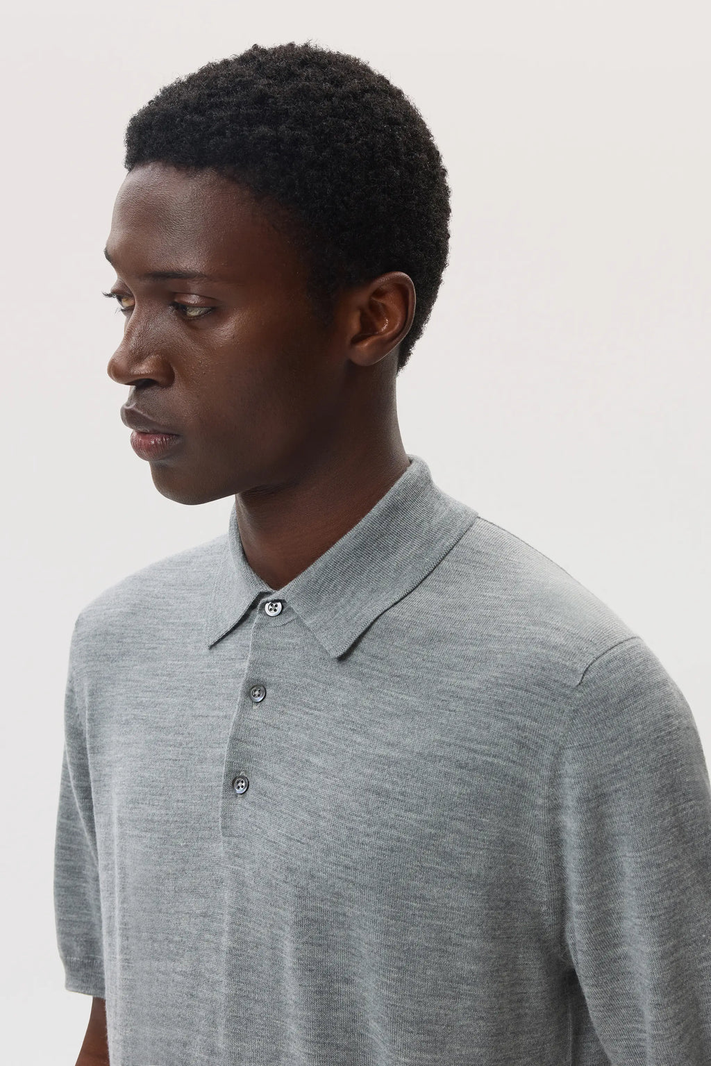 Superfine Merino Light Grey Polo Shirt