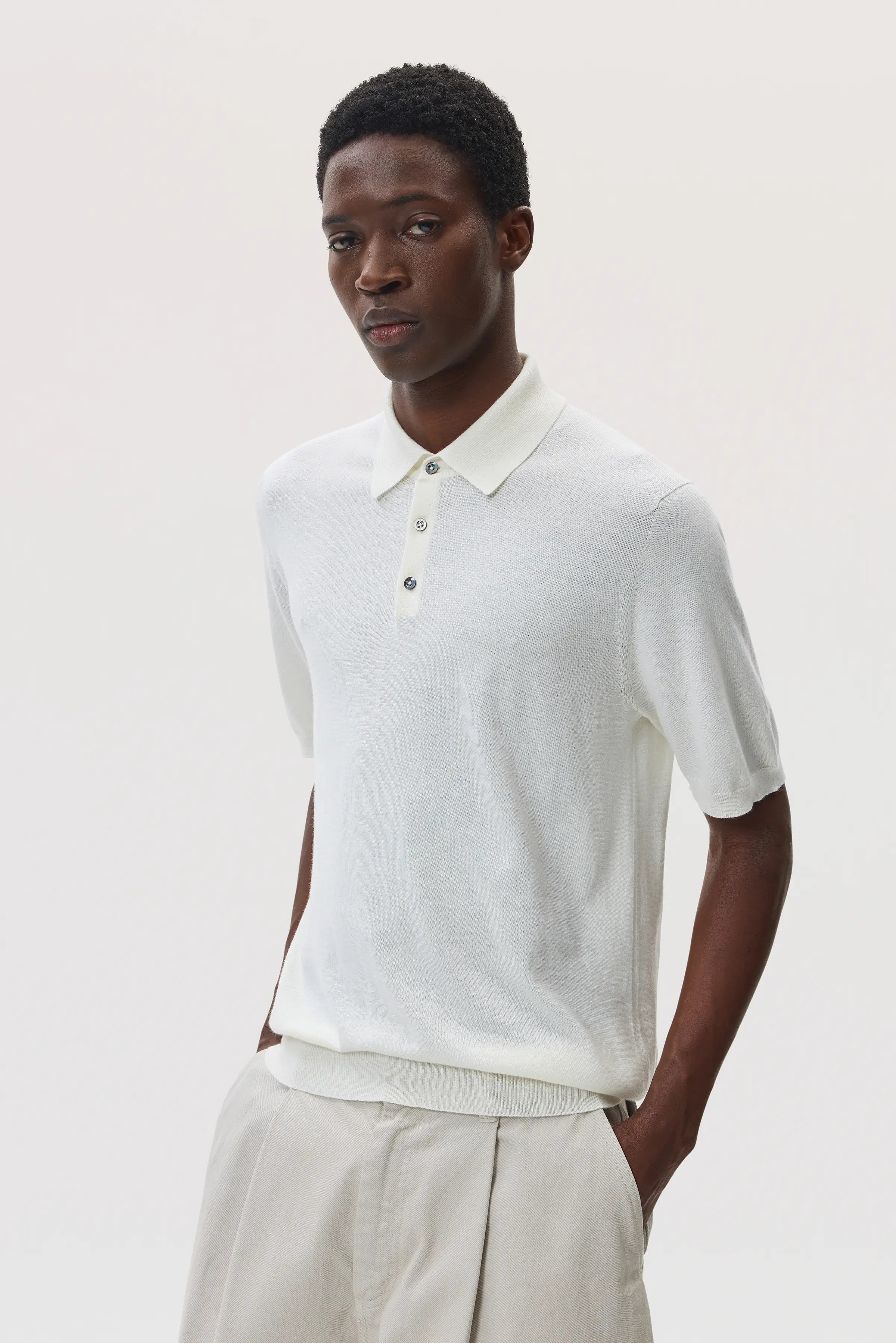 Superfine Merino White Polo Shirt