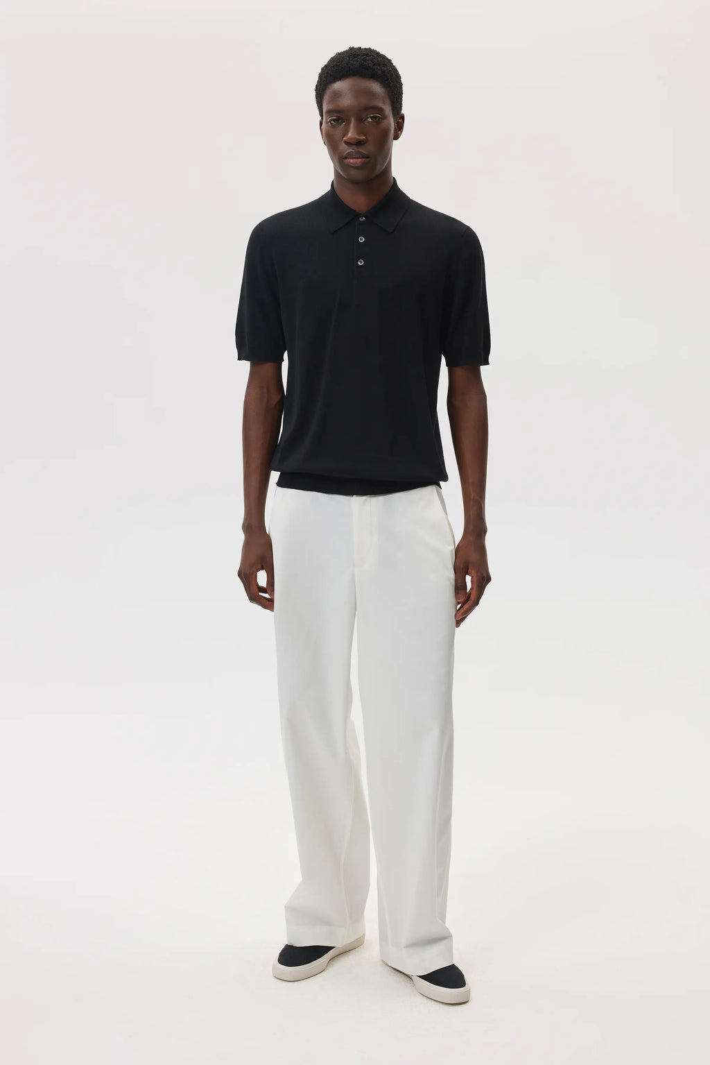 Superfine Merino Black Polo Shirt