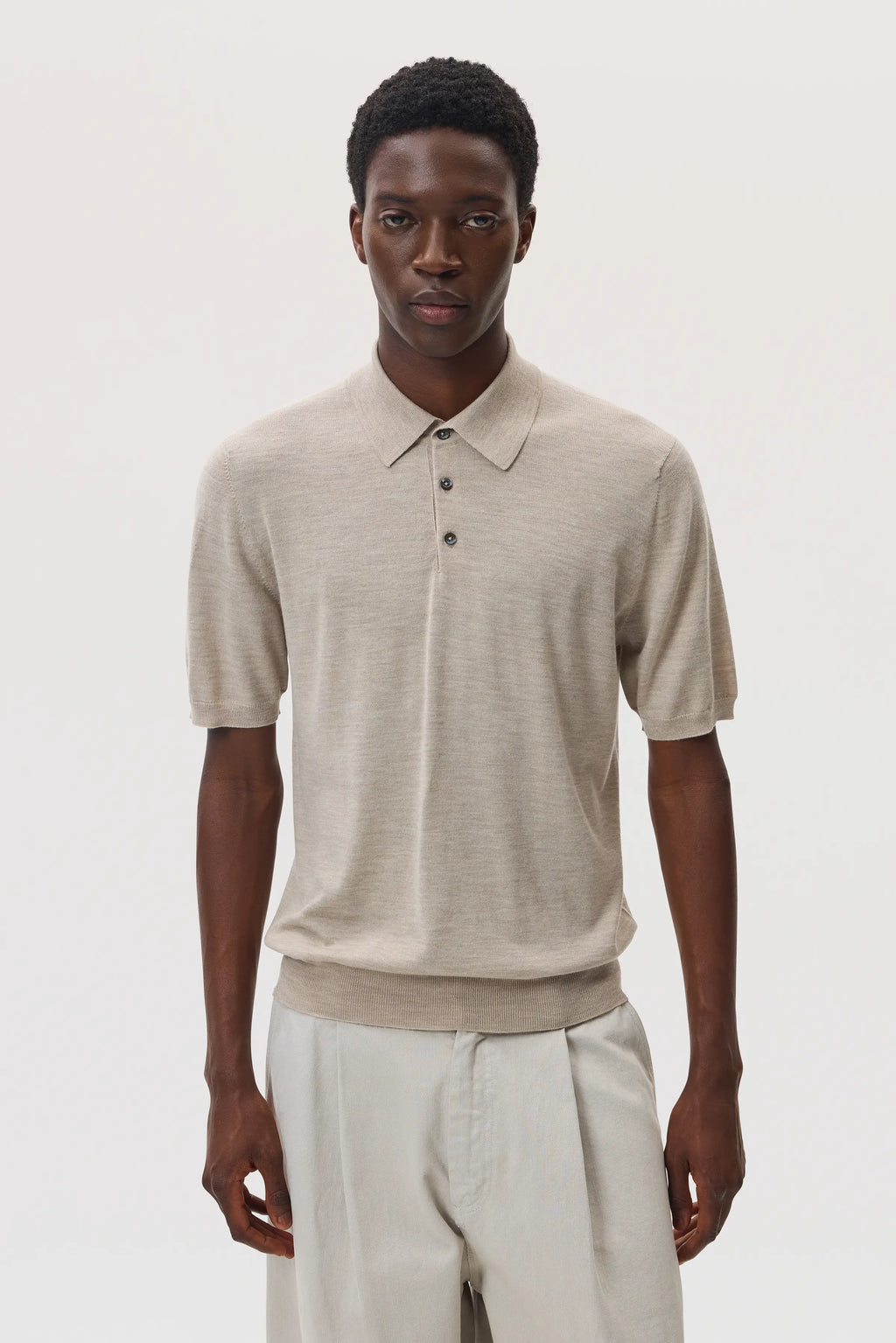 Superfine Merino Natural Polo Shirt
