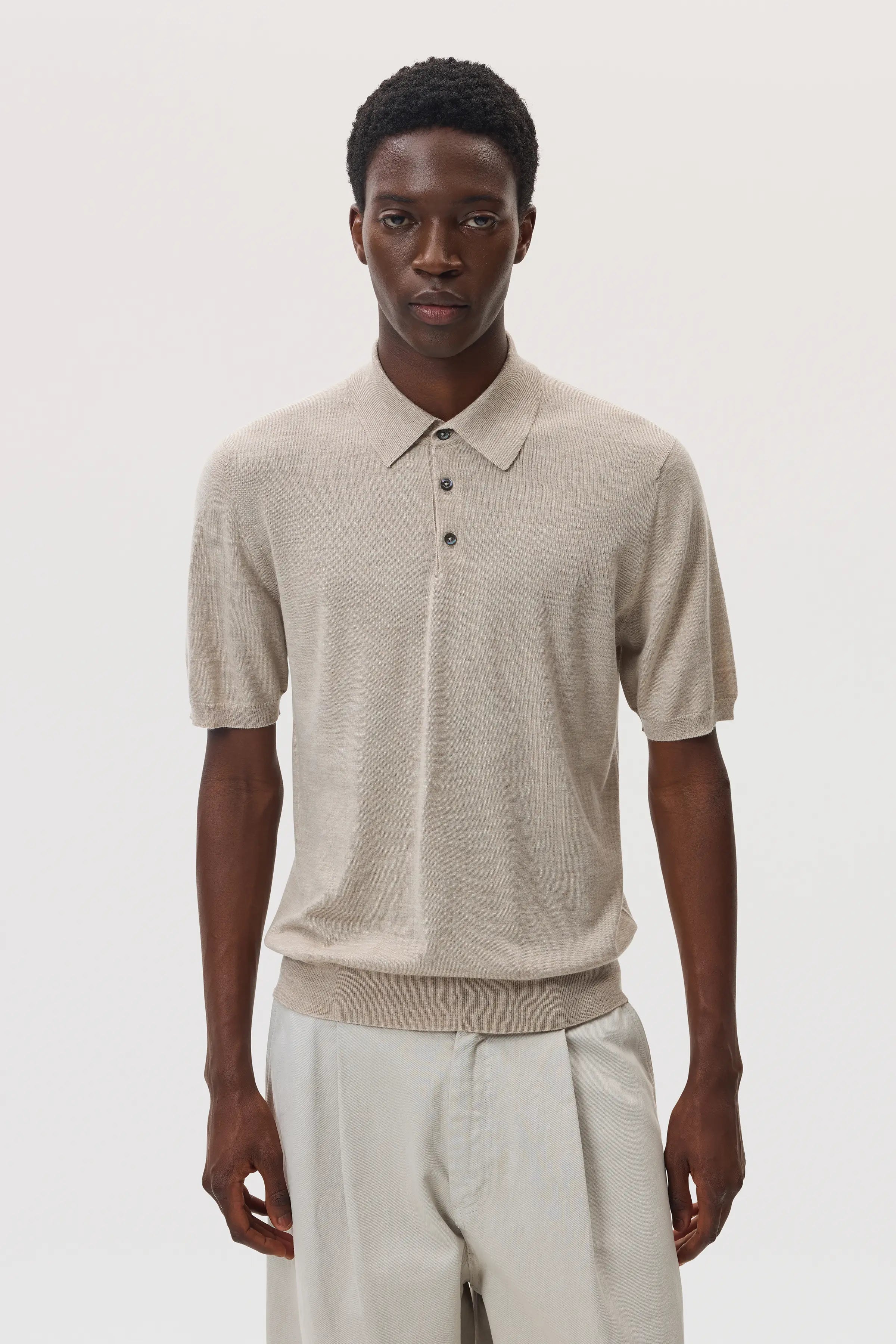 Superfine Merino Natural Polo Shirt