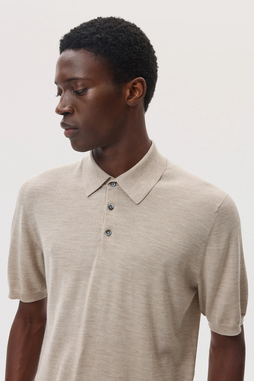 Superfine Merino Natural Polo Shirt