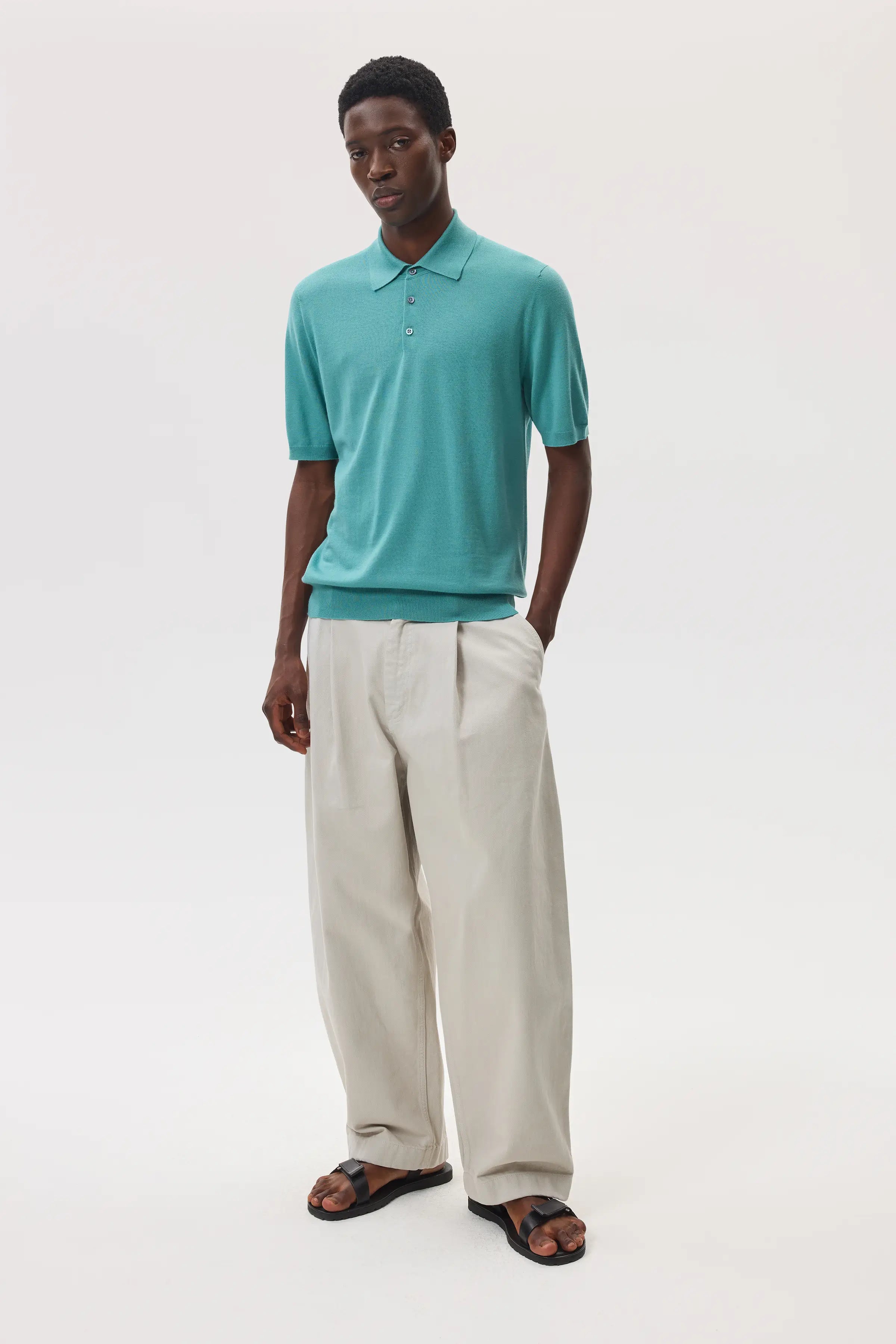 Superfine Merino Green Polo Shirt
