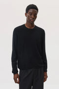 Superfine Merino Mesh Black Crew Neck