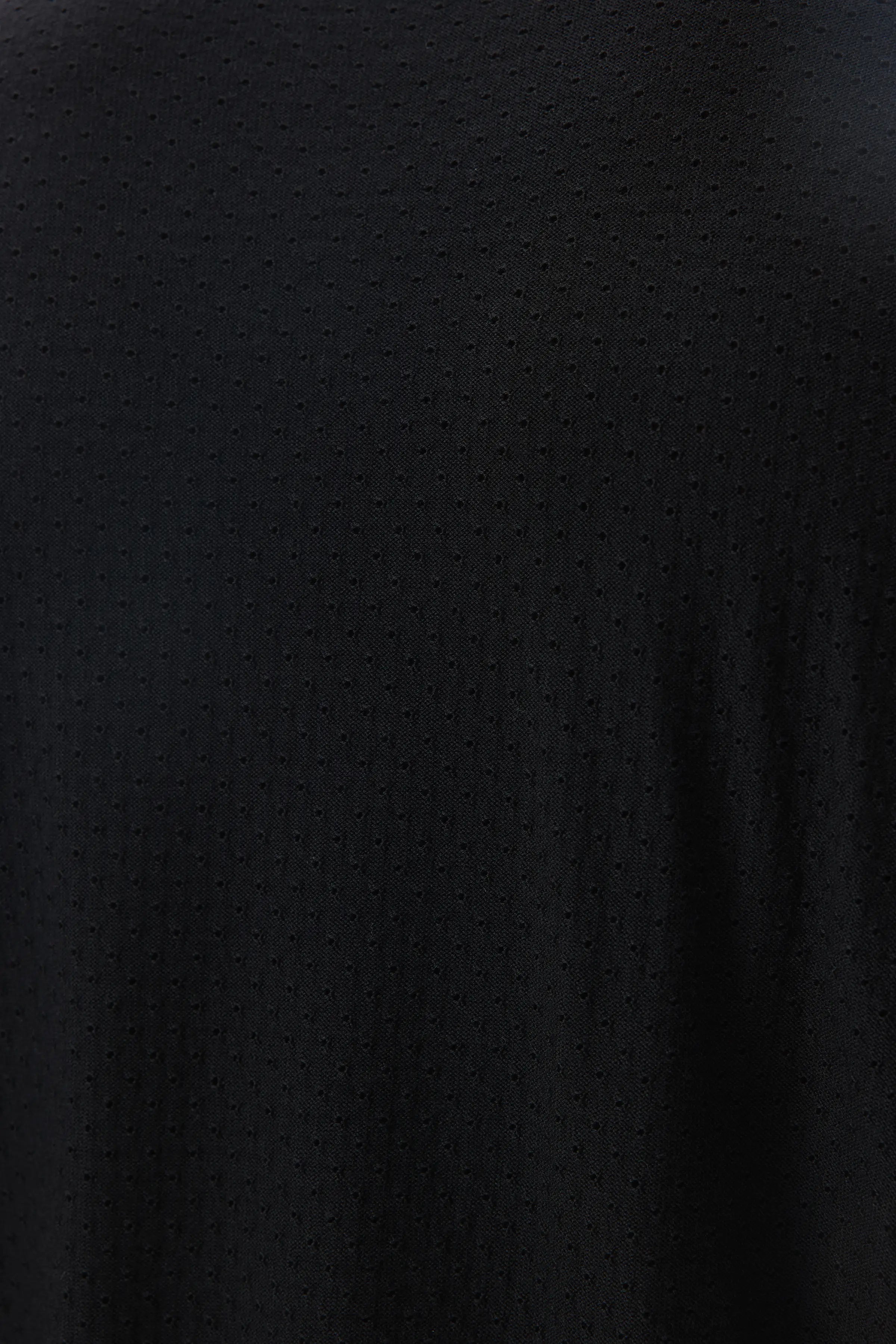 Superfine Merino Mesh Black Crew Neck
