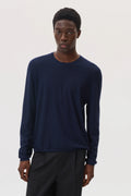 Superfine Merino Mesh Dark Navy Crew Neck