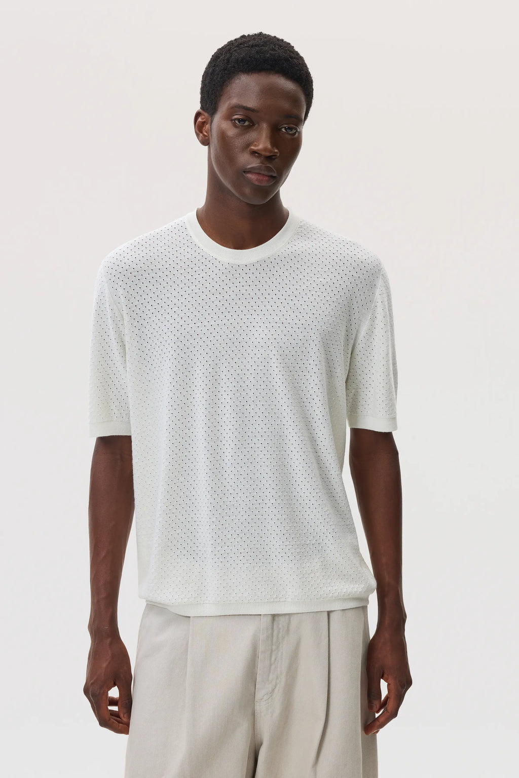 Superfine Merino Mesh White T-Shirt