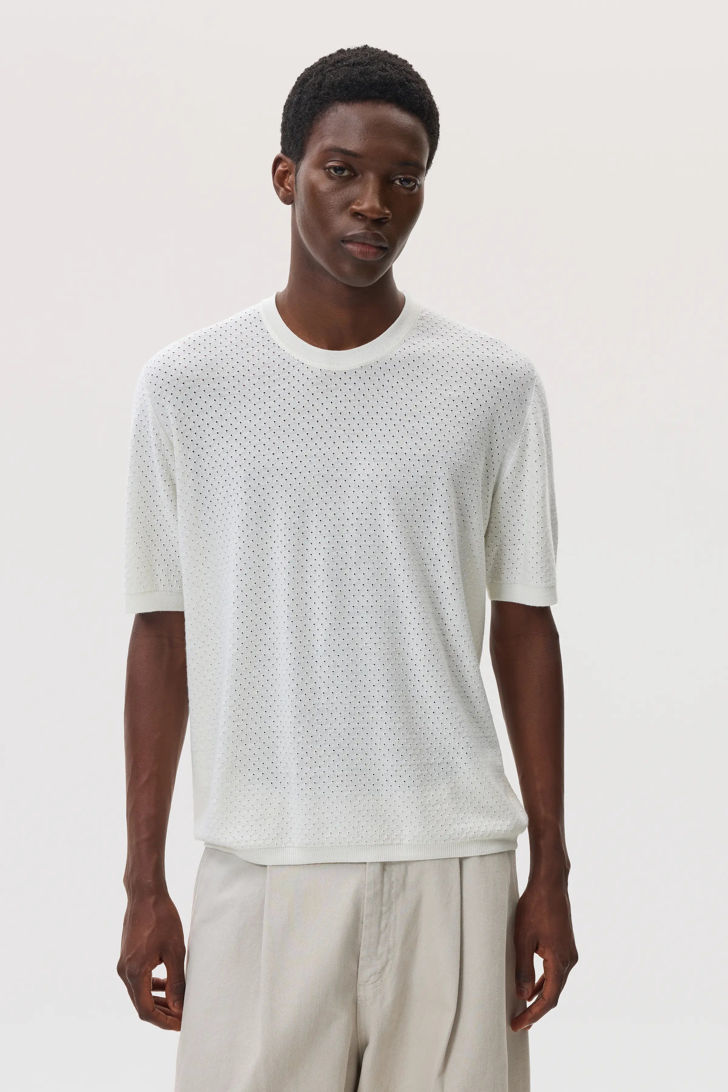 Superfine Merino Mesh White T-Shirt