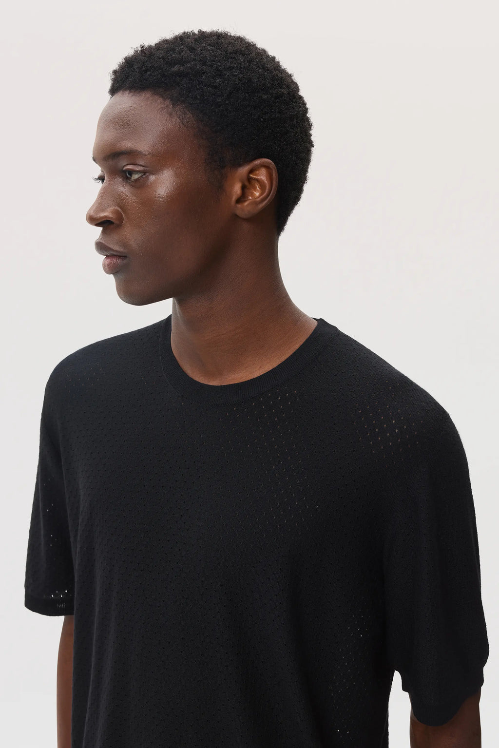 Superfine Merino Mesh Black T-Shirt