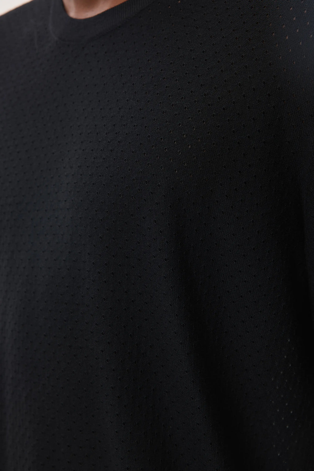 Superfine Merino Mesh Black T-Shirt