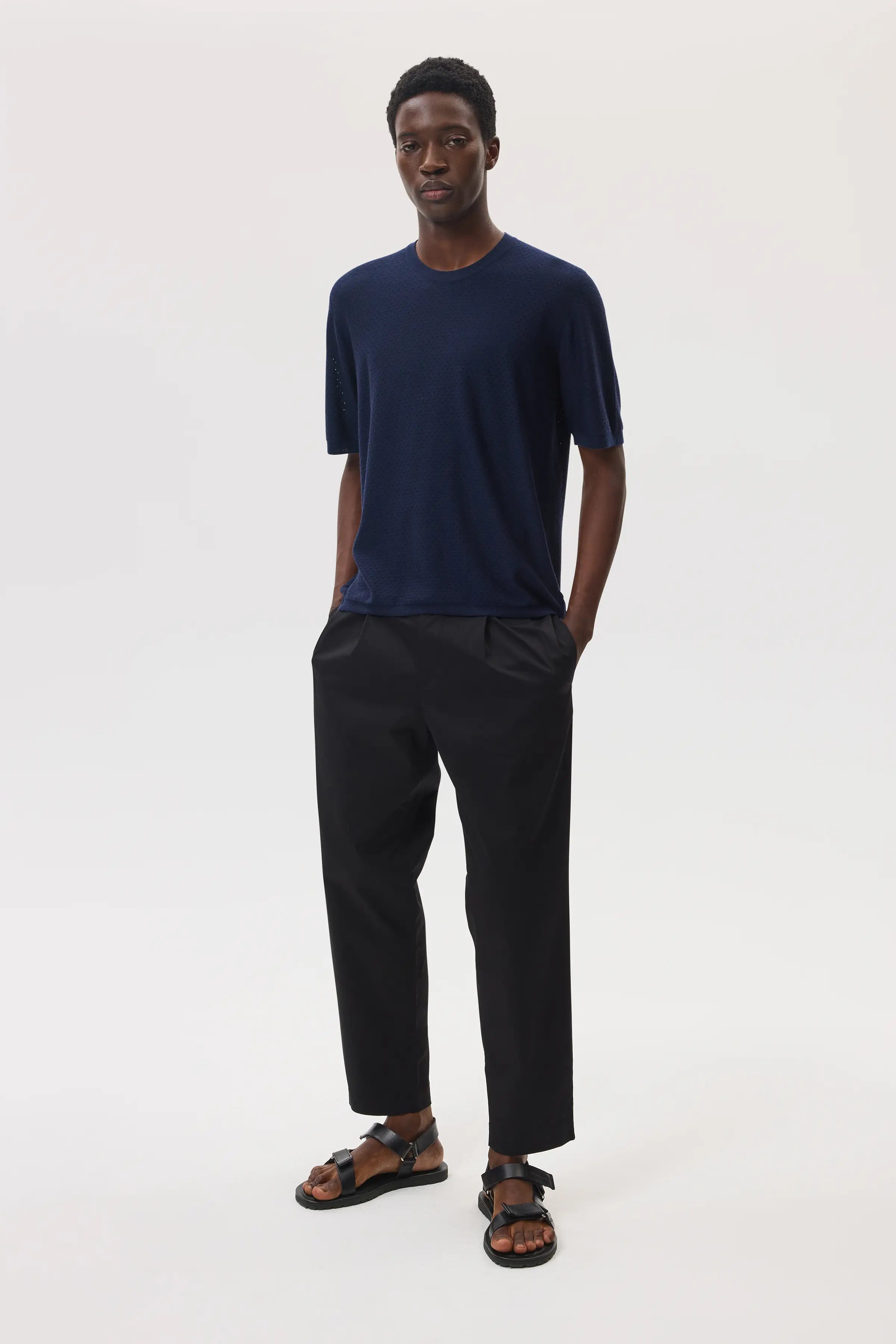 Superfine Merino Mesh Dark Navy T-Shirt