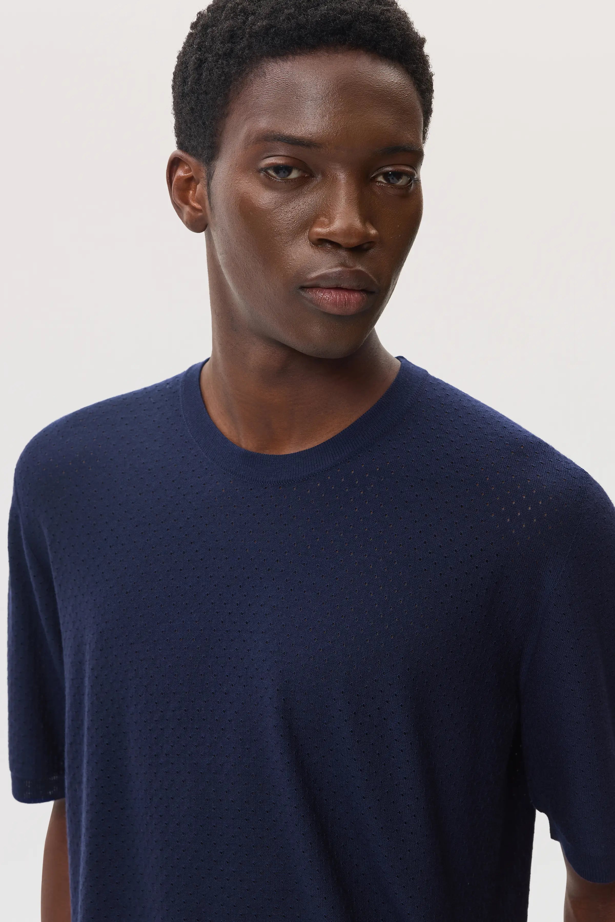 Superfine Merino Mesh Dark Navy T-Shirt