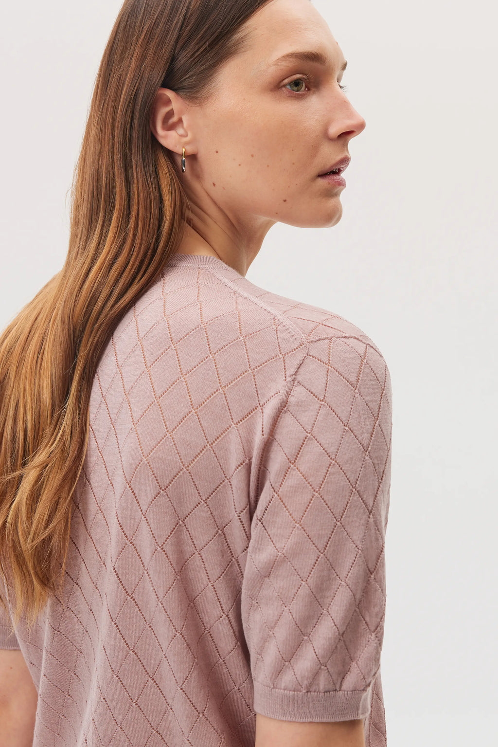 Superfine Merino Pointelle Argyle T-Shirt
