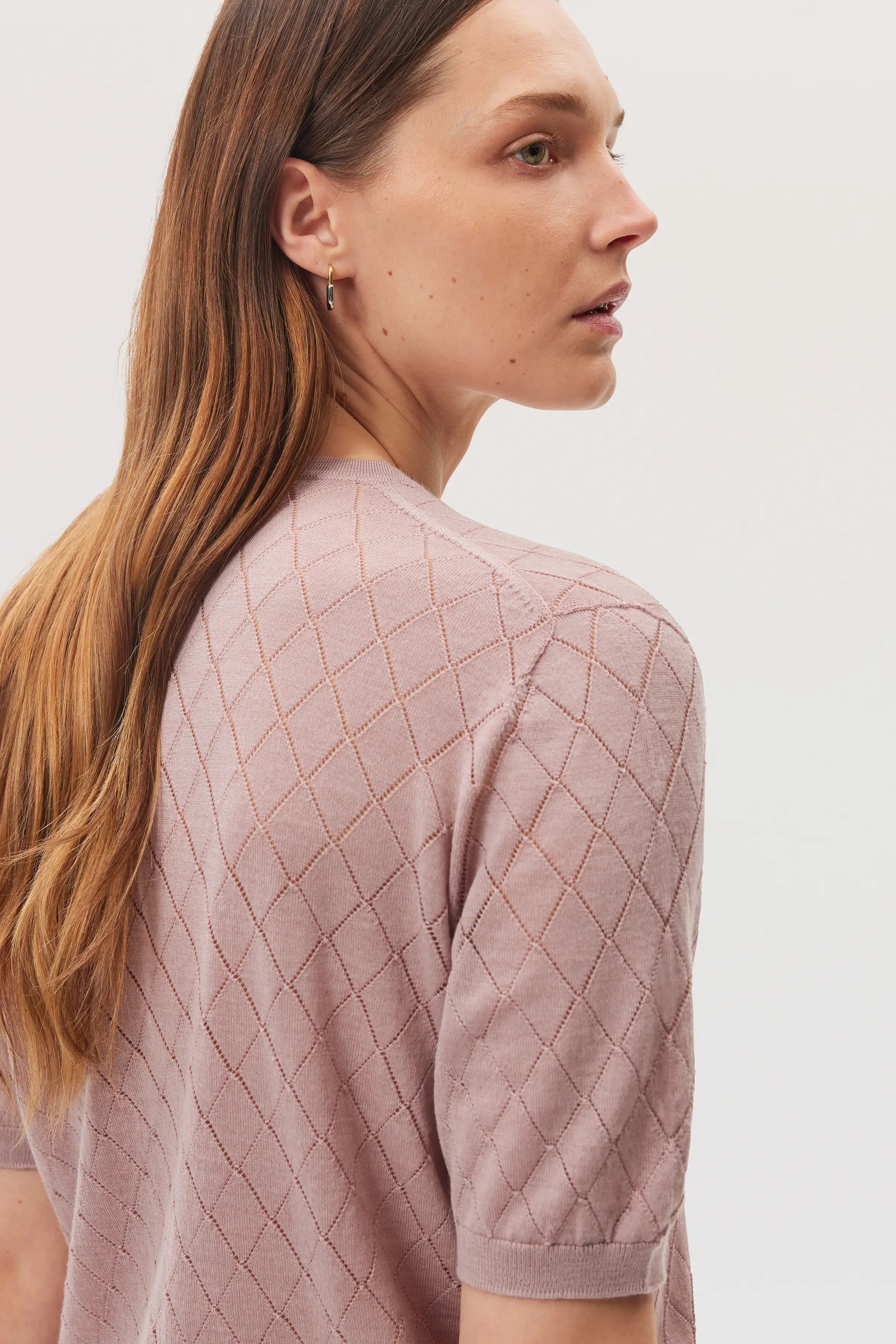 Superfine Merino Pointelle Argyle T-Shirt