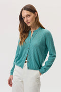 Superfine Merino Pointelle Argyle Green Cardigan