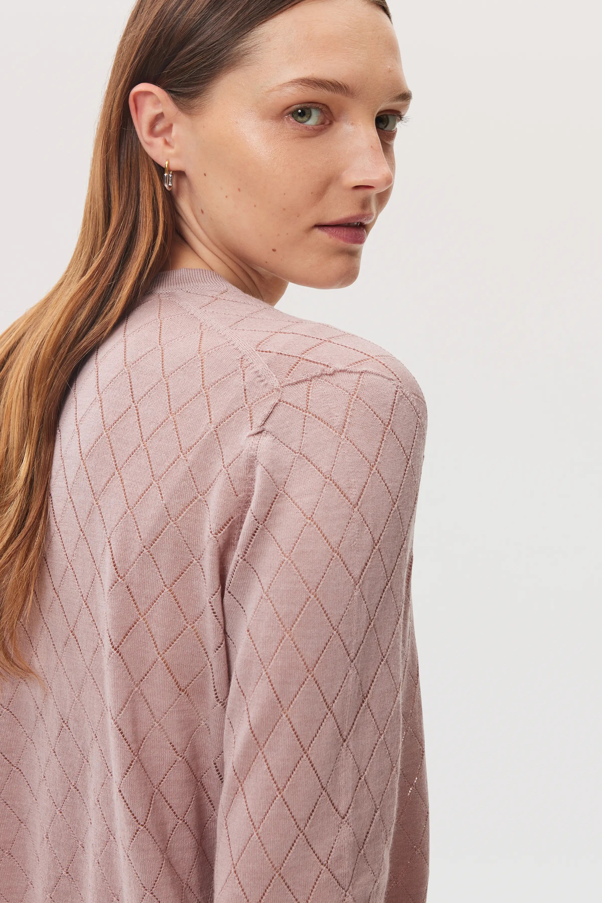 Superfine Merino Pointelle Argyle Cardigan