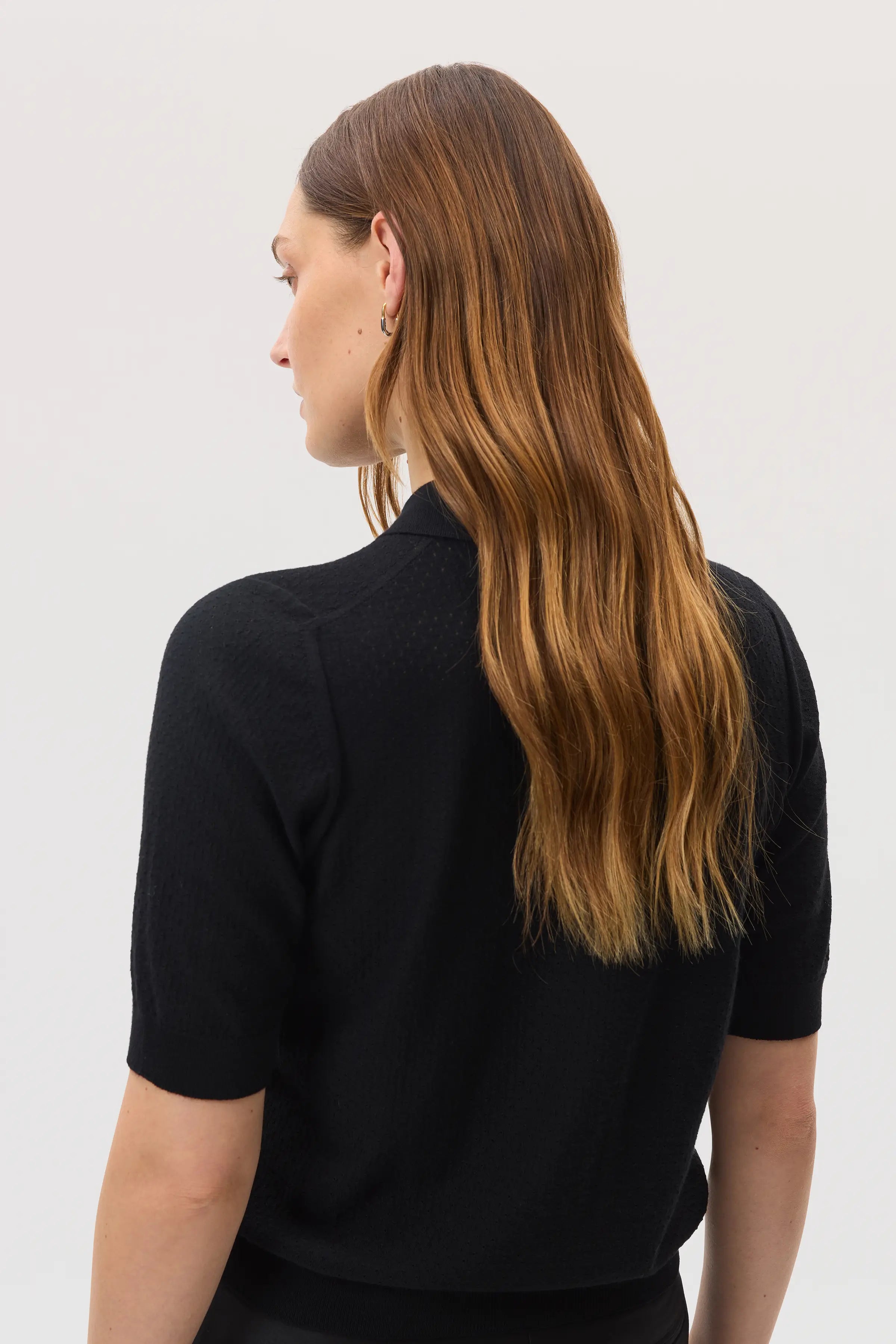 Superfine Merino Pointelle Argyle Polo Shirt