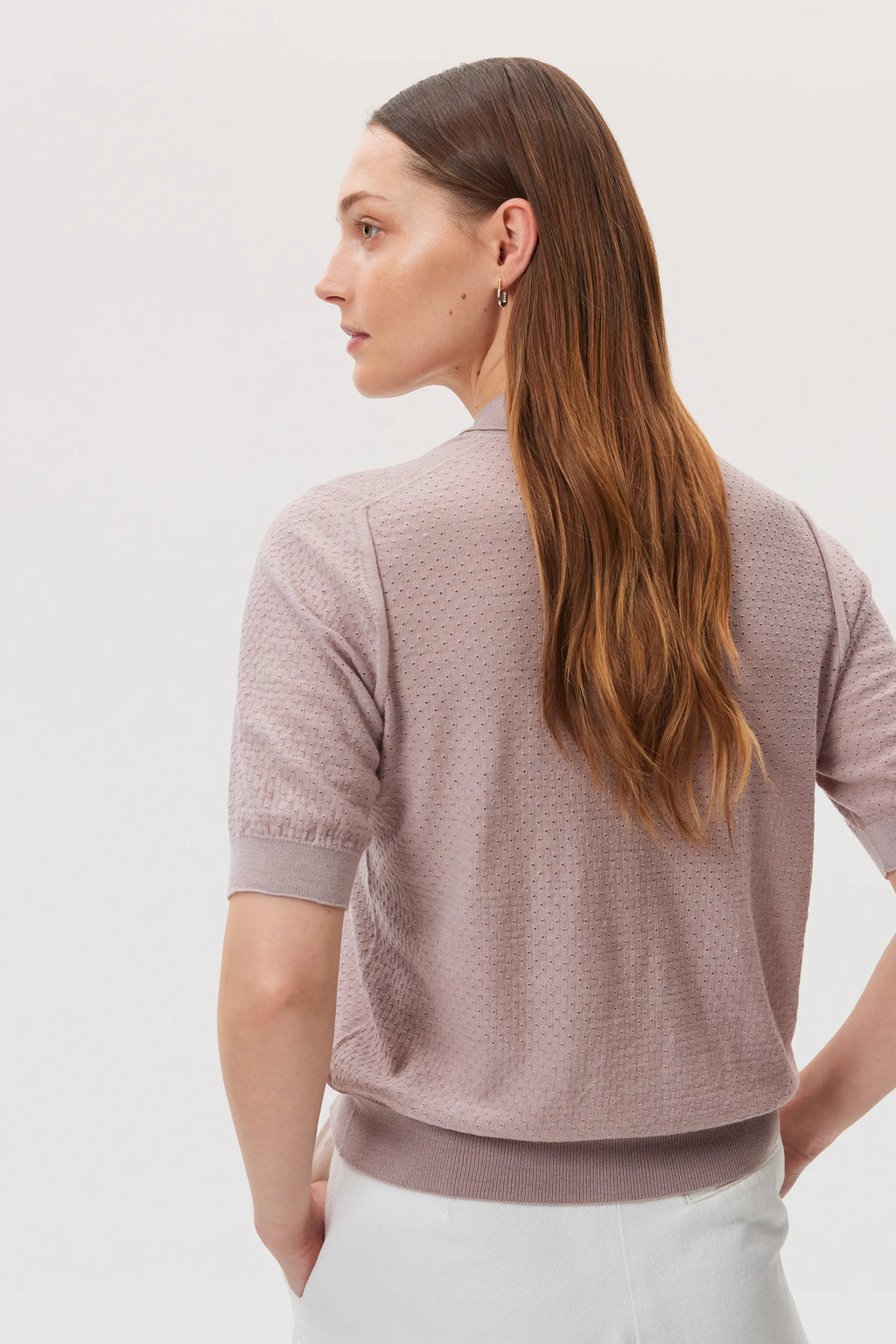 Superfine Merino Pointelle Argyle Polo Shirt