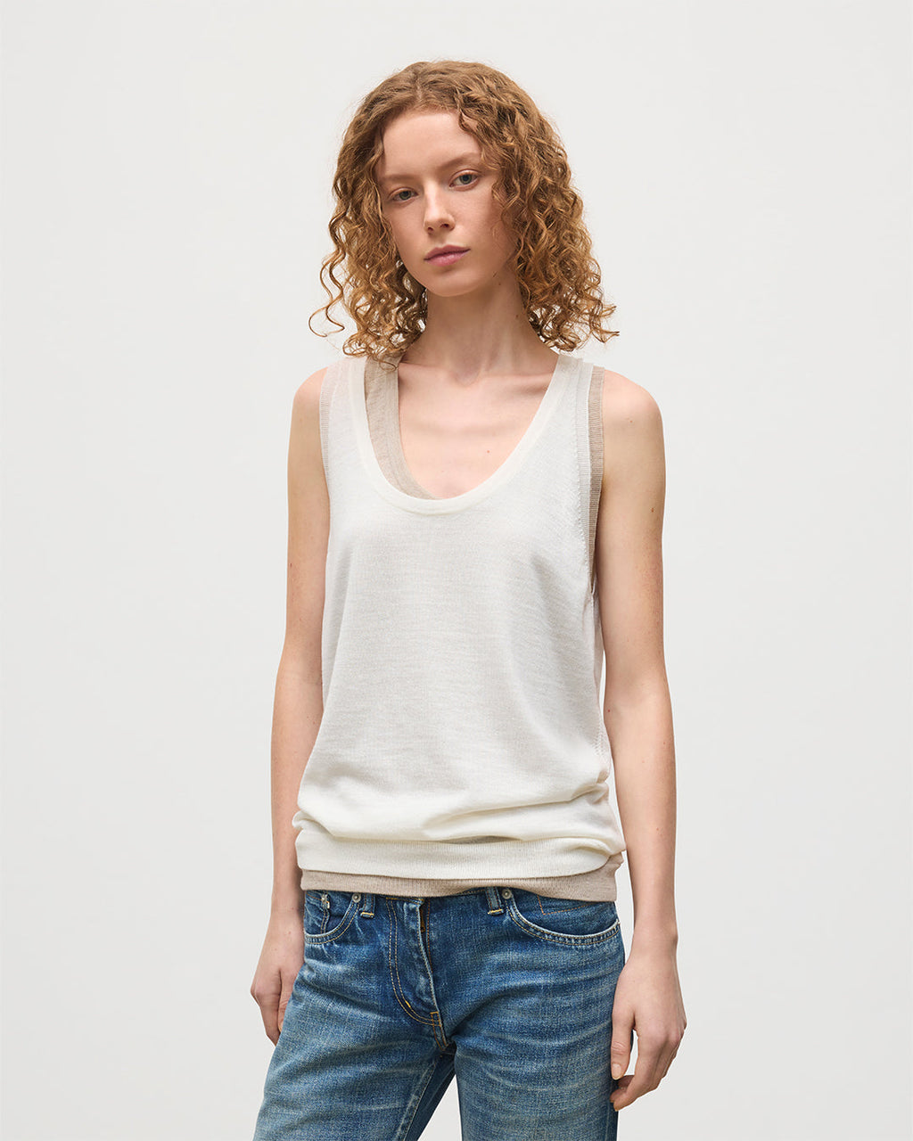 Greer White Merino Vest