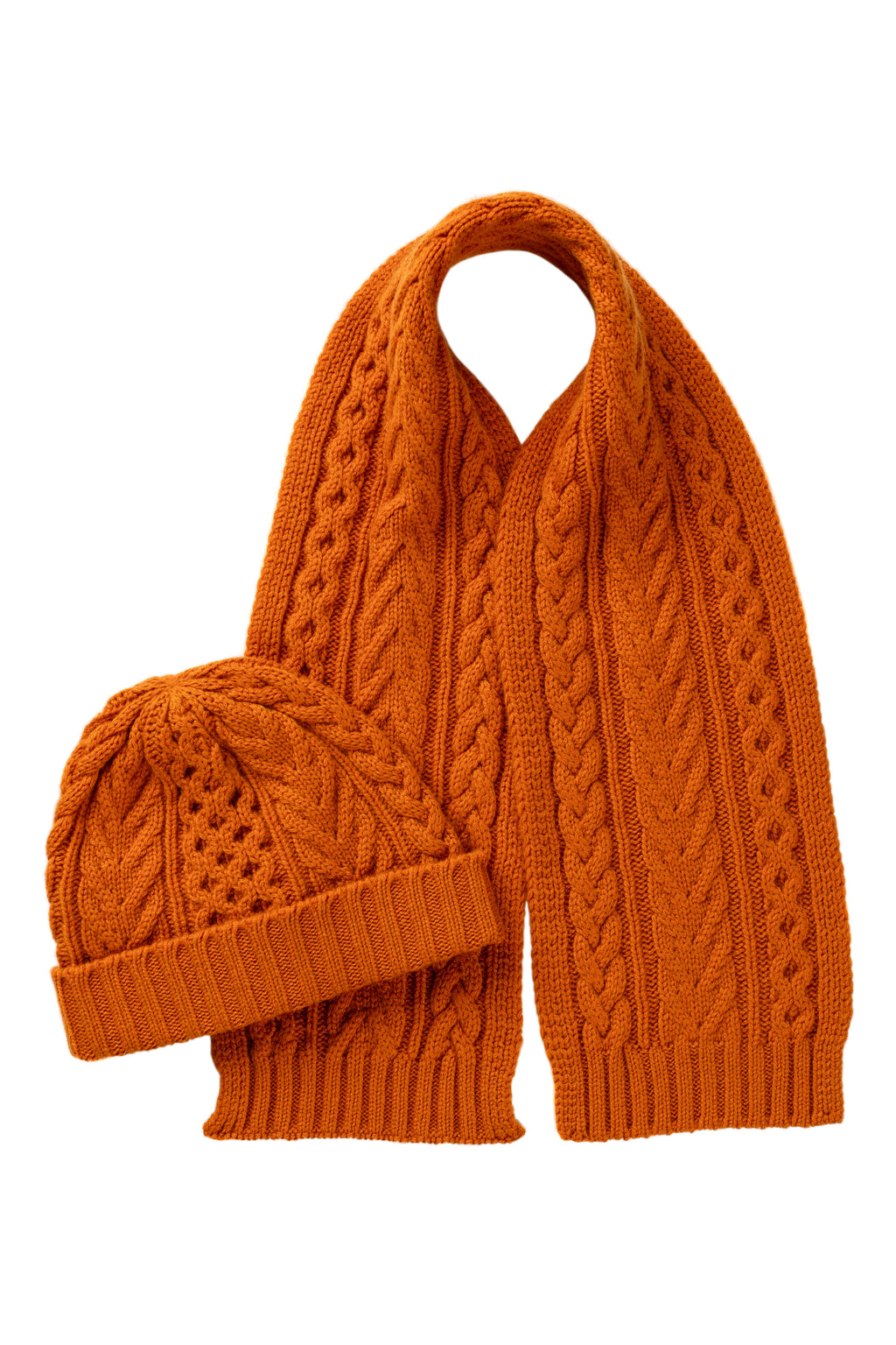 Children's Orange Aran Cashmere Beanie