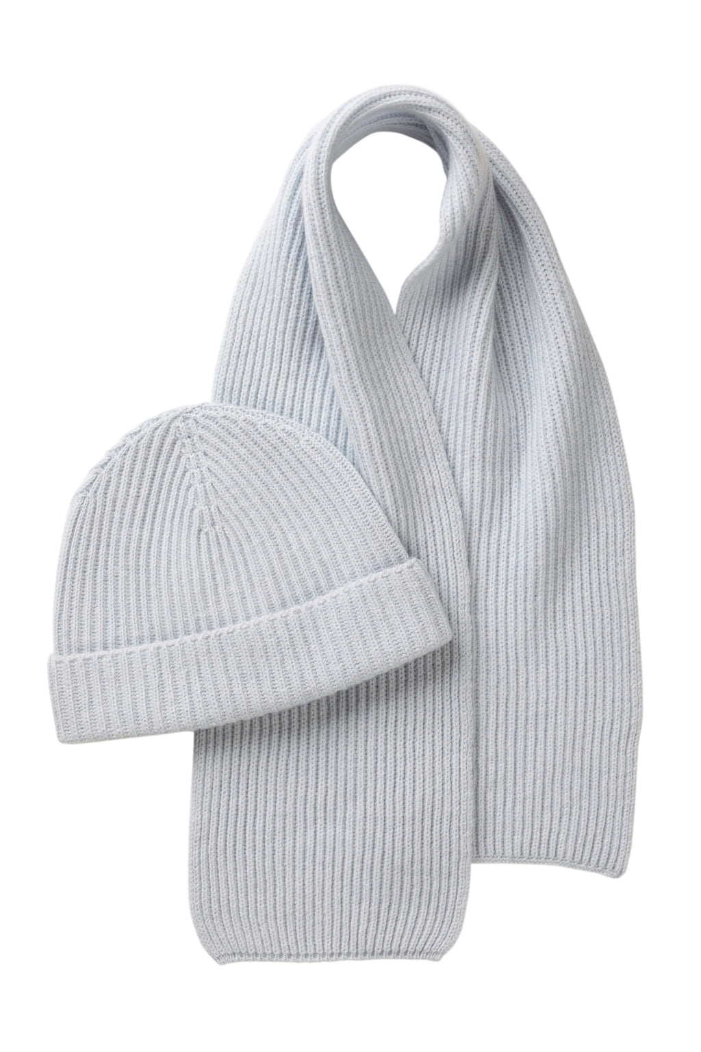 Children's Cashmere Light Blue Ribbed Scarf