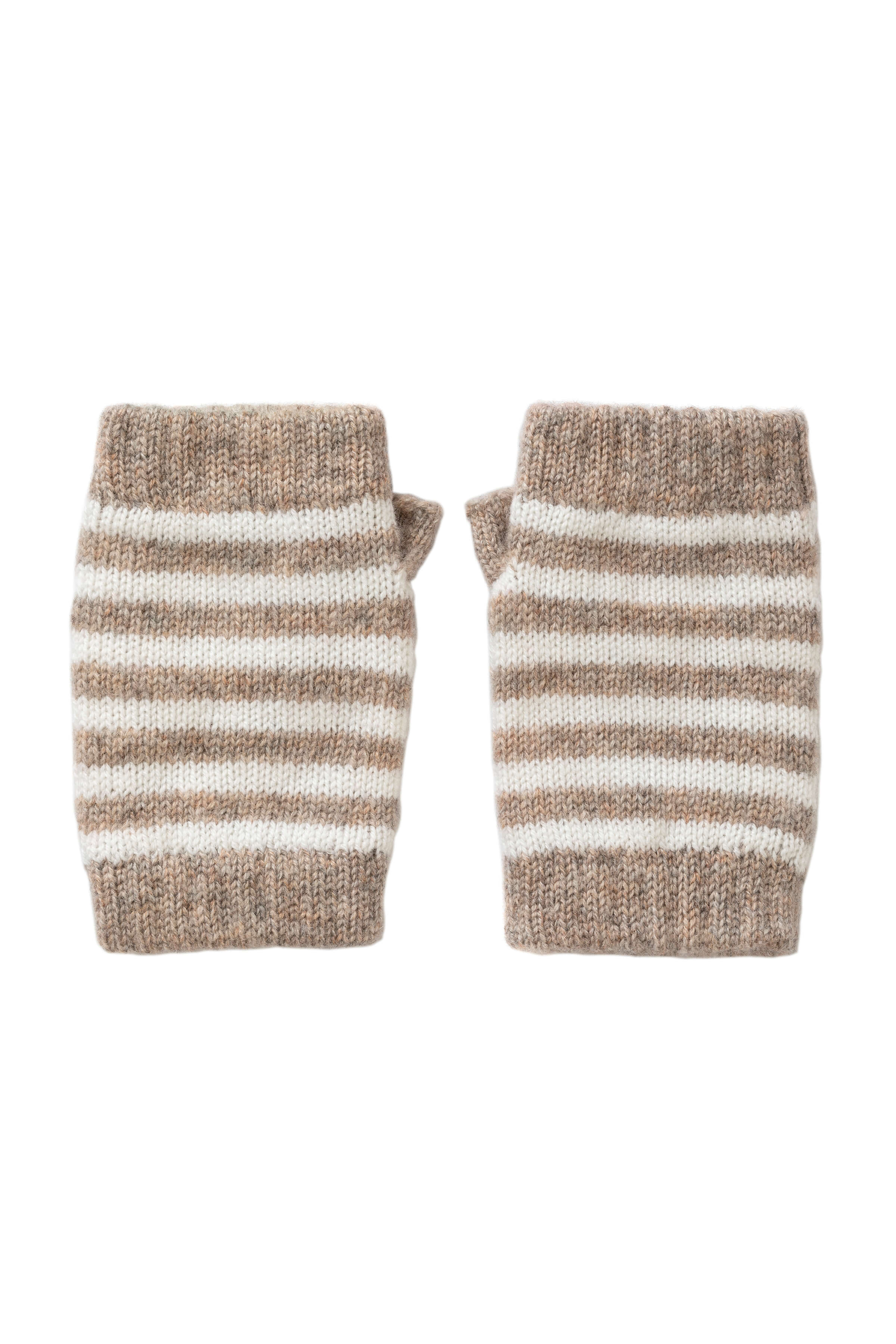 Natural Stripy Children's Cashmere Wristwarmers