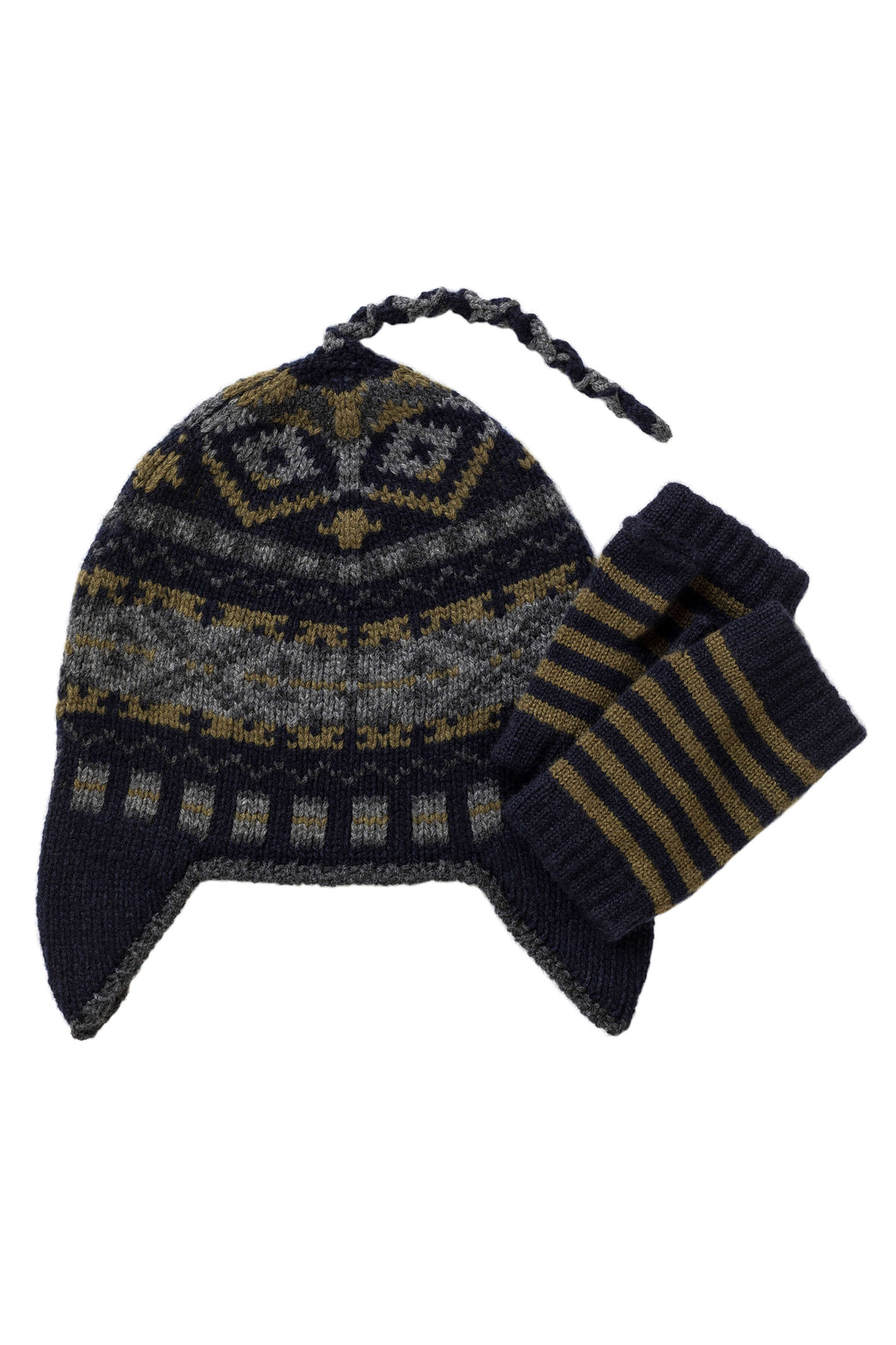 Children's Cashmere Dark Navy Fairisle Beanie