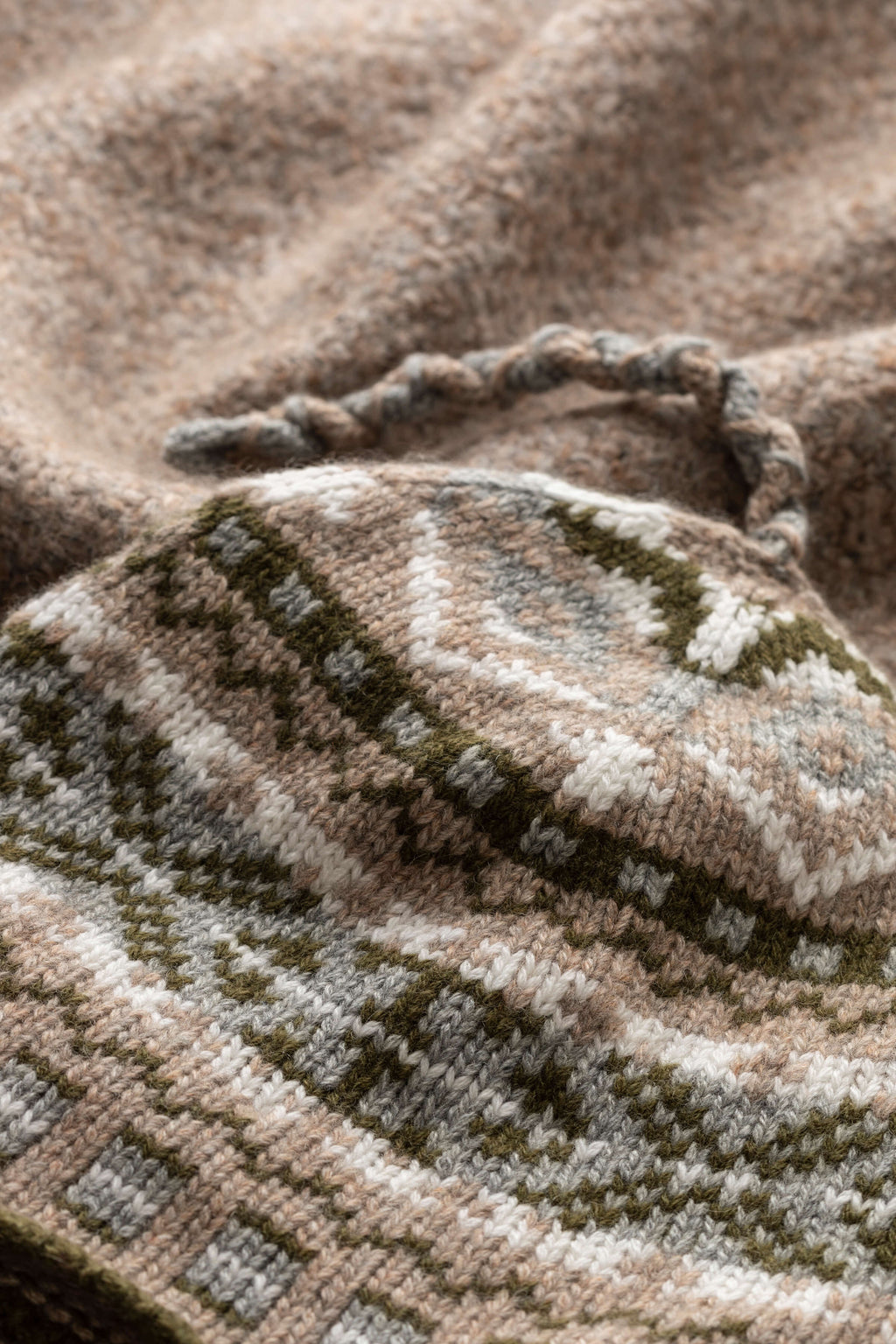 Children's Cashmere Light Brown Fairisle Beanie
