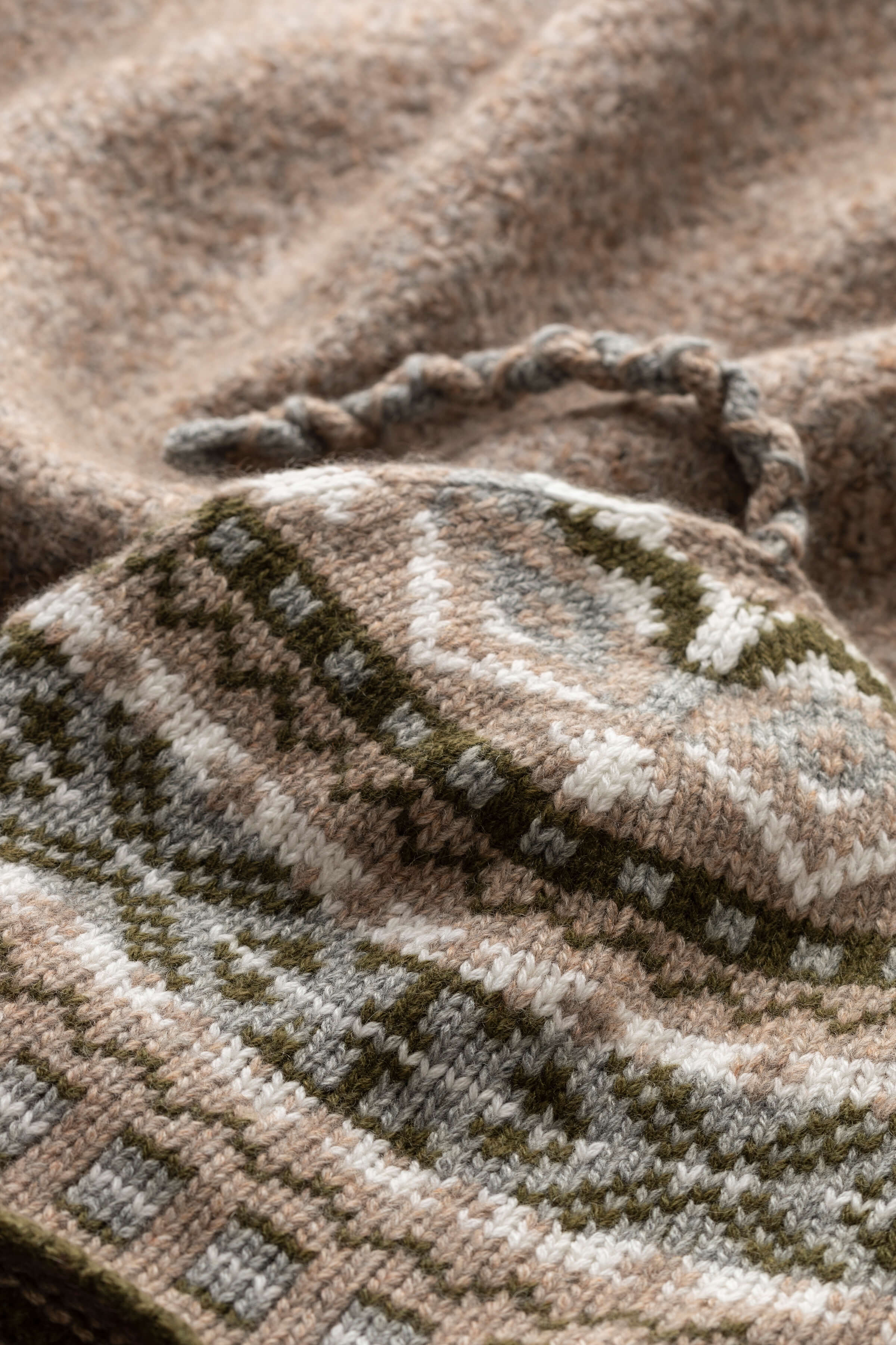 Children's Cashmere Light Brown Fairisle Beanie