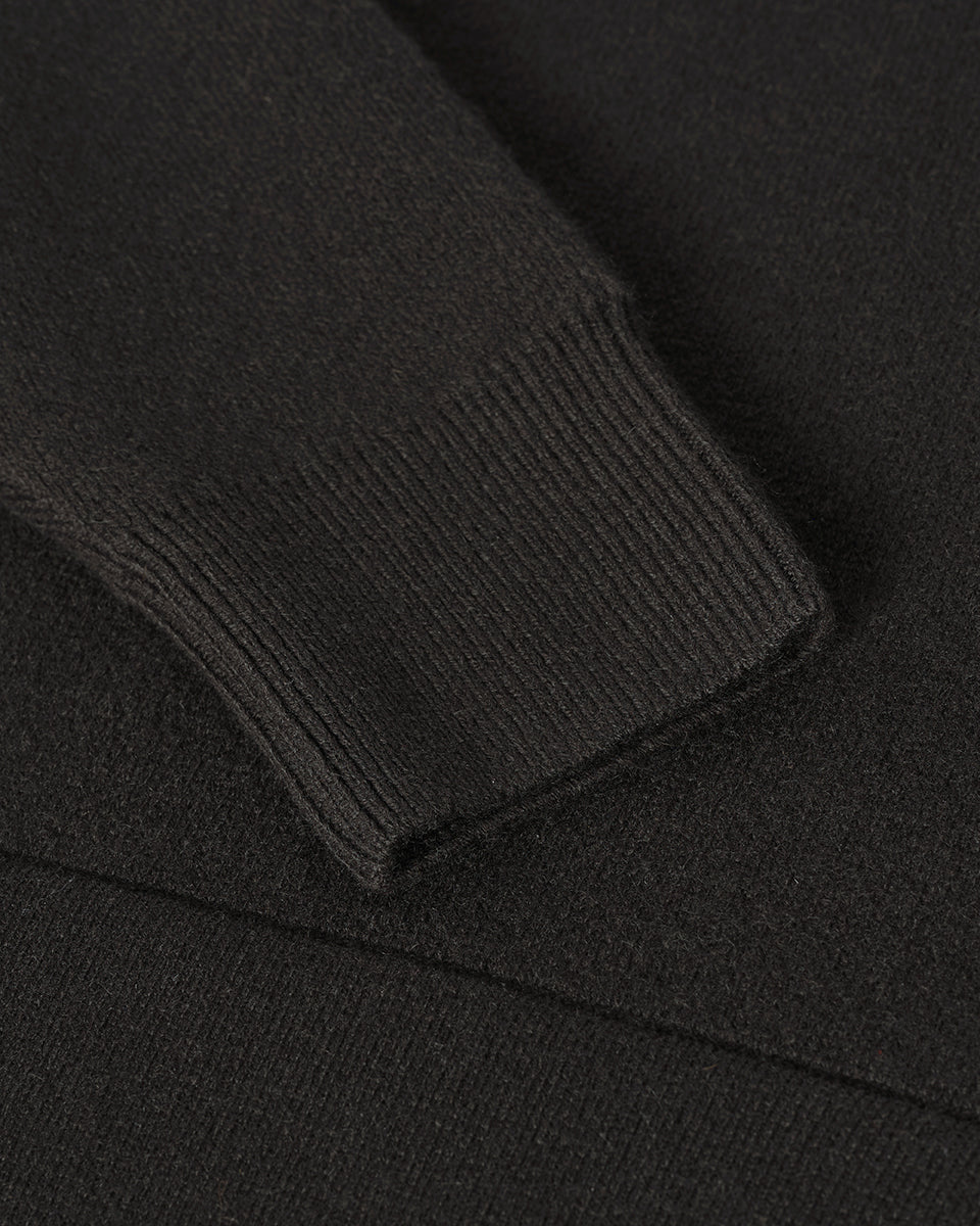 Double-Face Black Cashmere Hoodie
