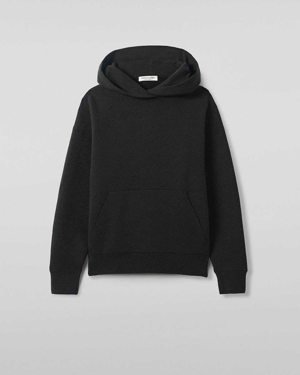 Double-Face Black Cashmere Hoodie