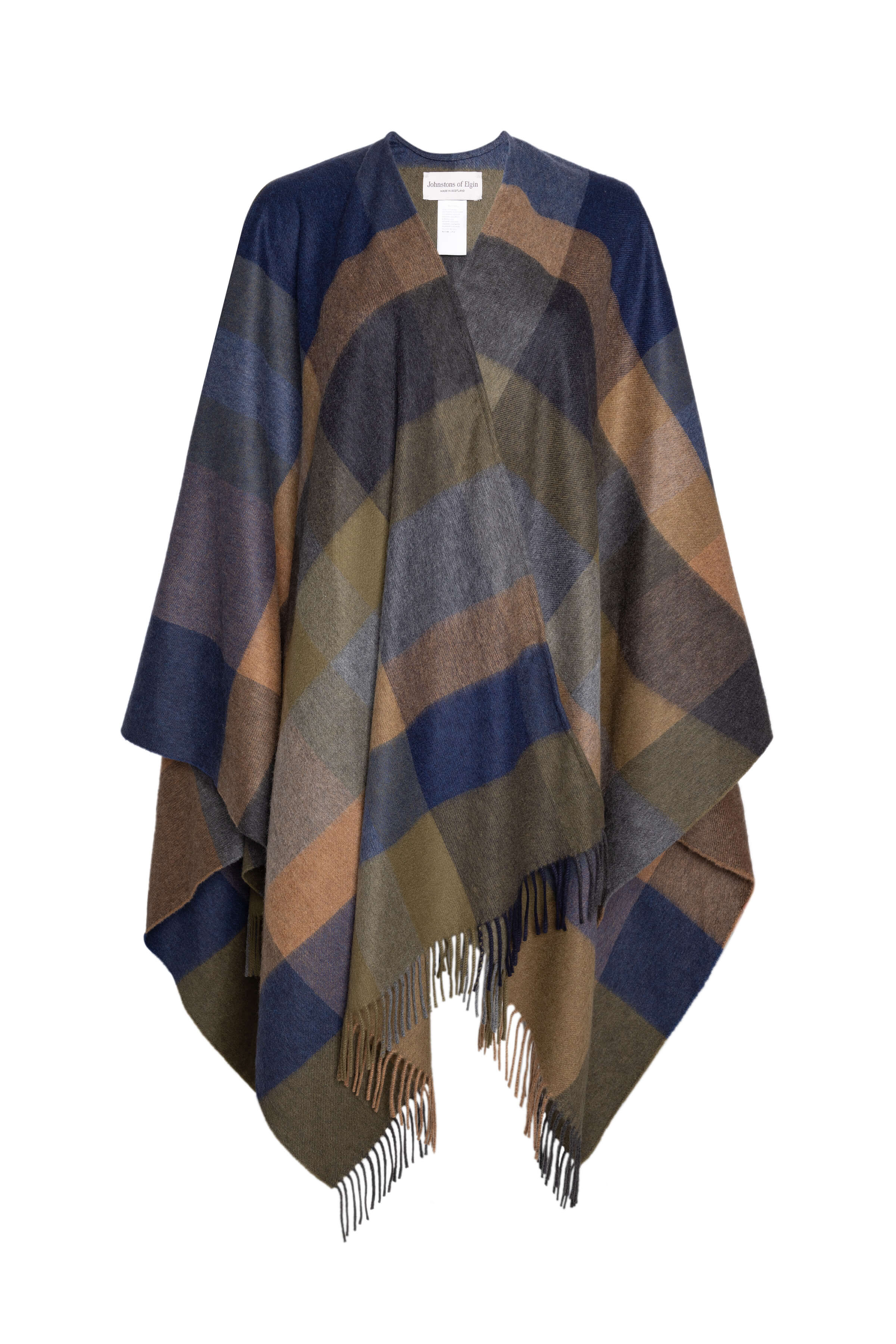 Olive Green Check Cashmere Cape