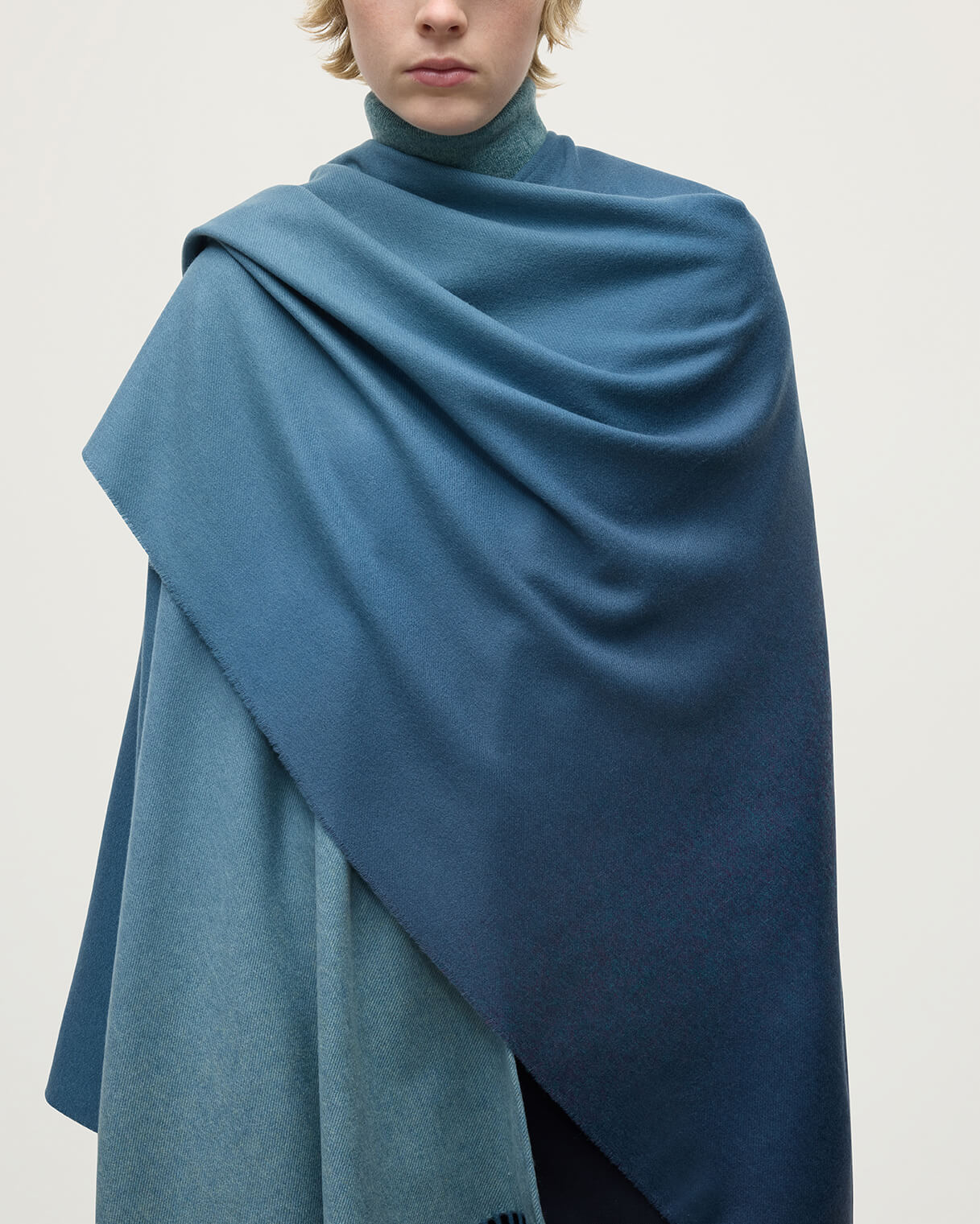Blue Ombré Cashmere Cape