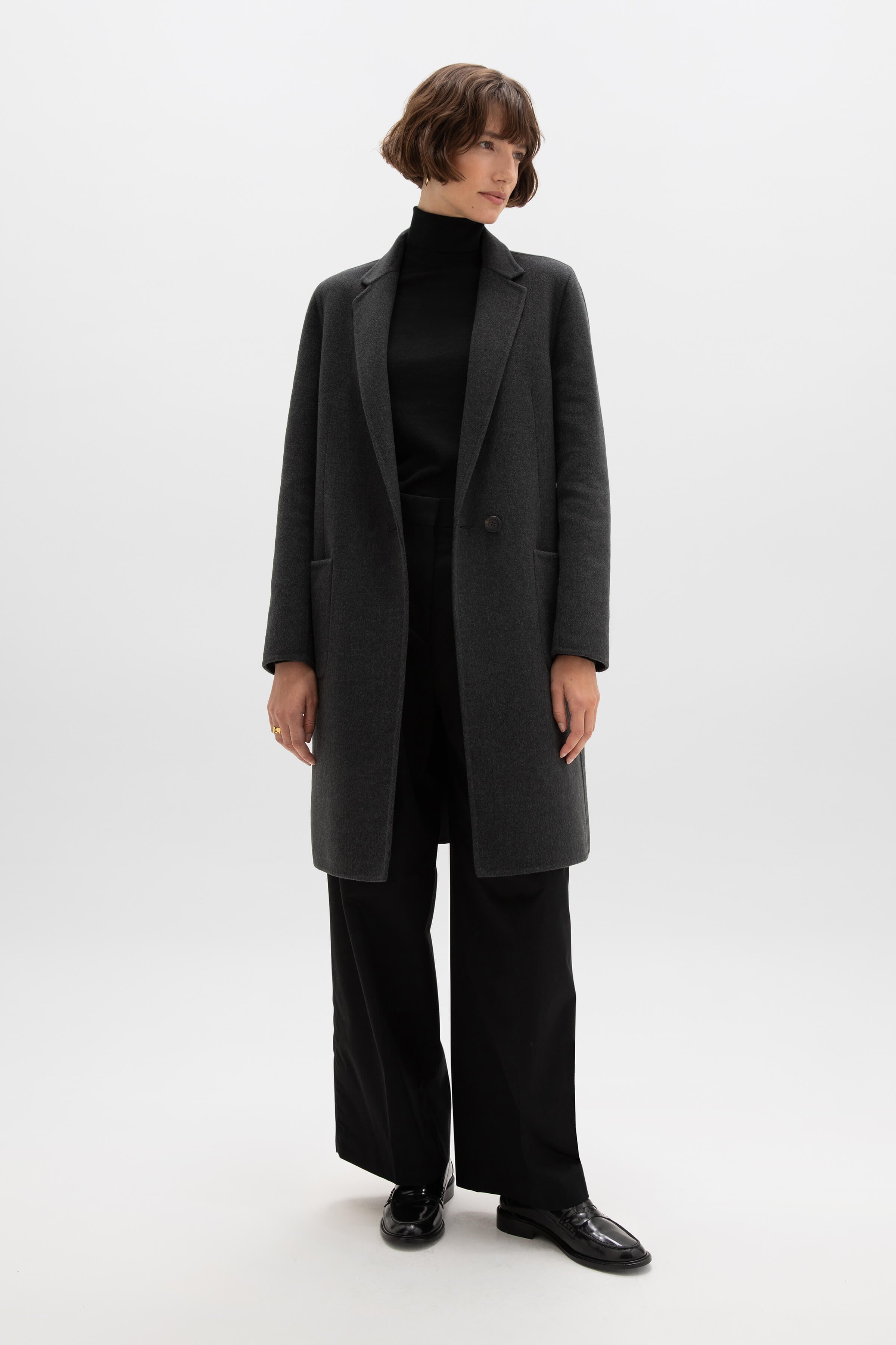 Classic Dark Grey Cashmere Coat