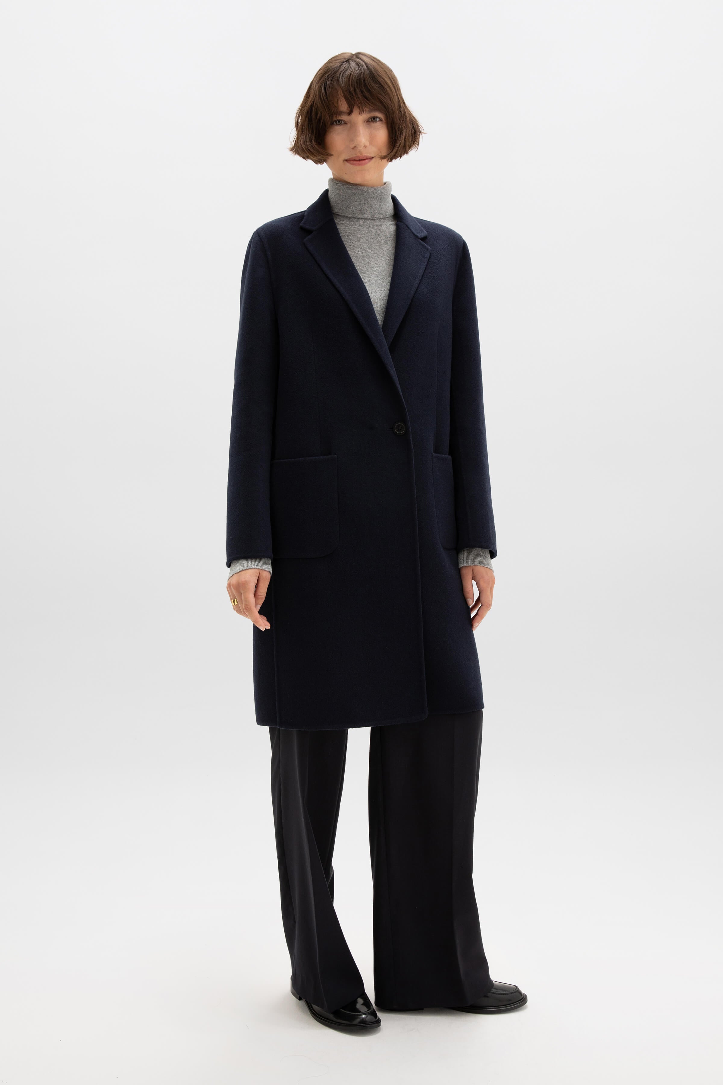 Classic Navy Cashmere Coat