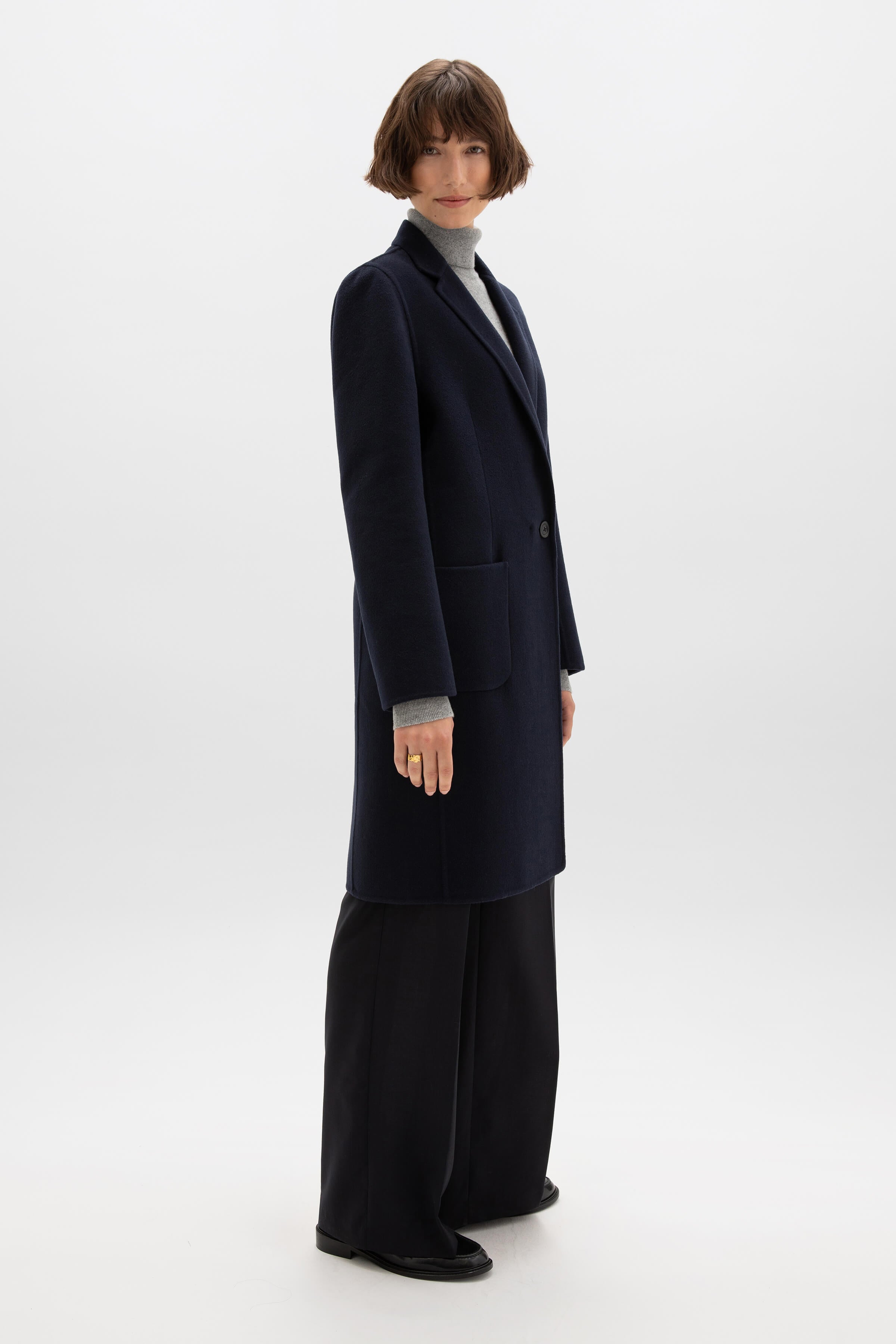 Classic Navy Cashmere Coat