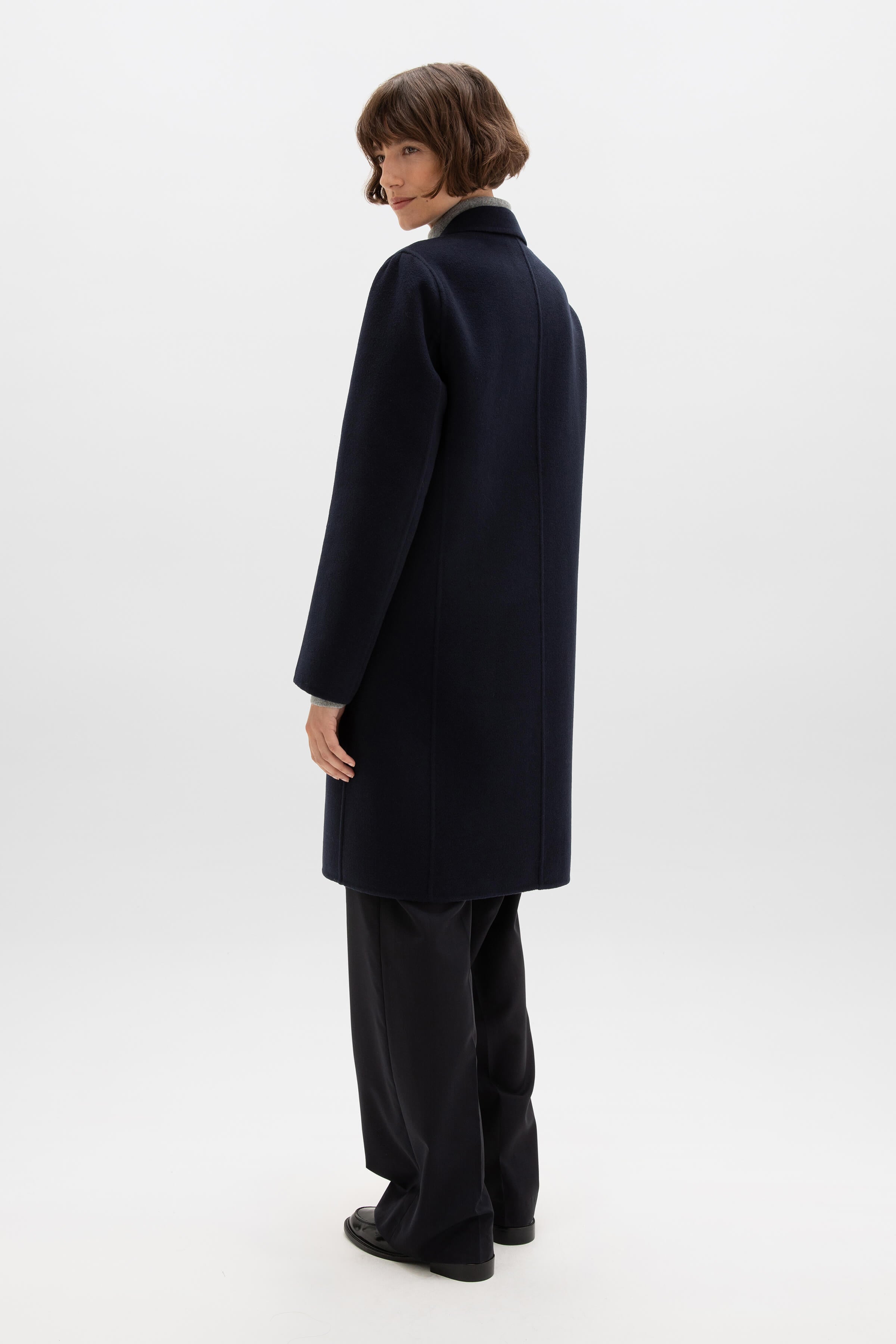 Classic Navy Cashmere Coat