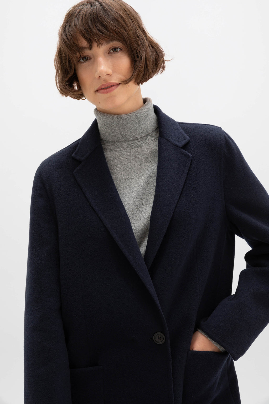 Classic Navy Cashmere Coat